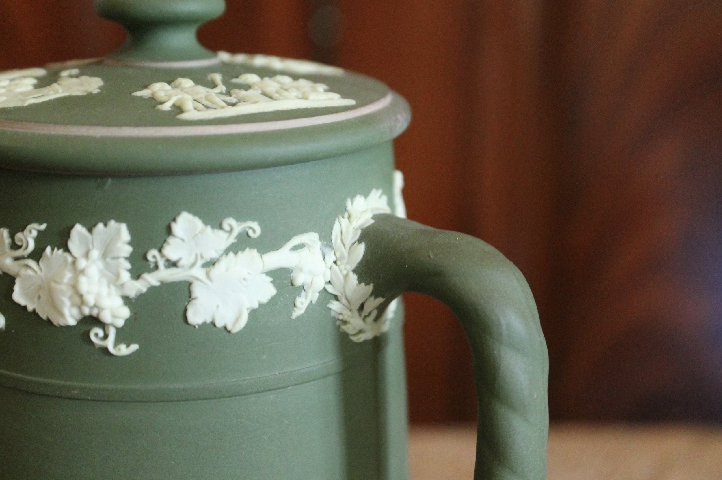 Wedgwood Green Jasperware Lidded Jug/cream pitcher