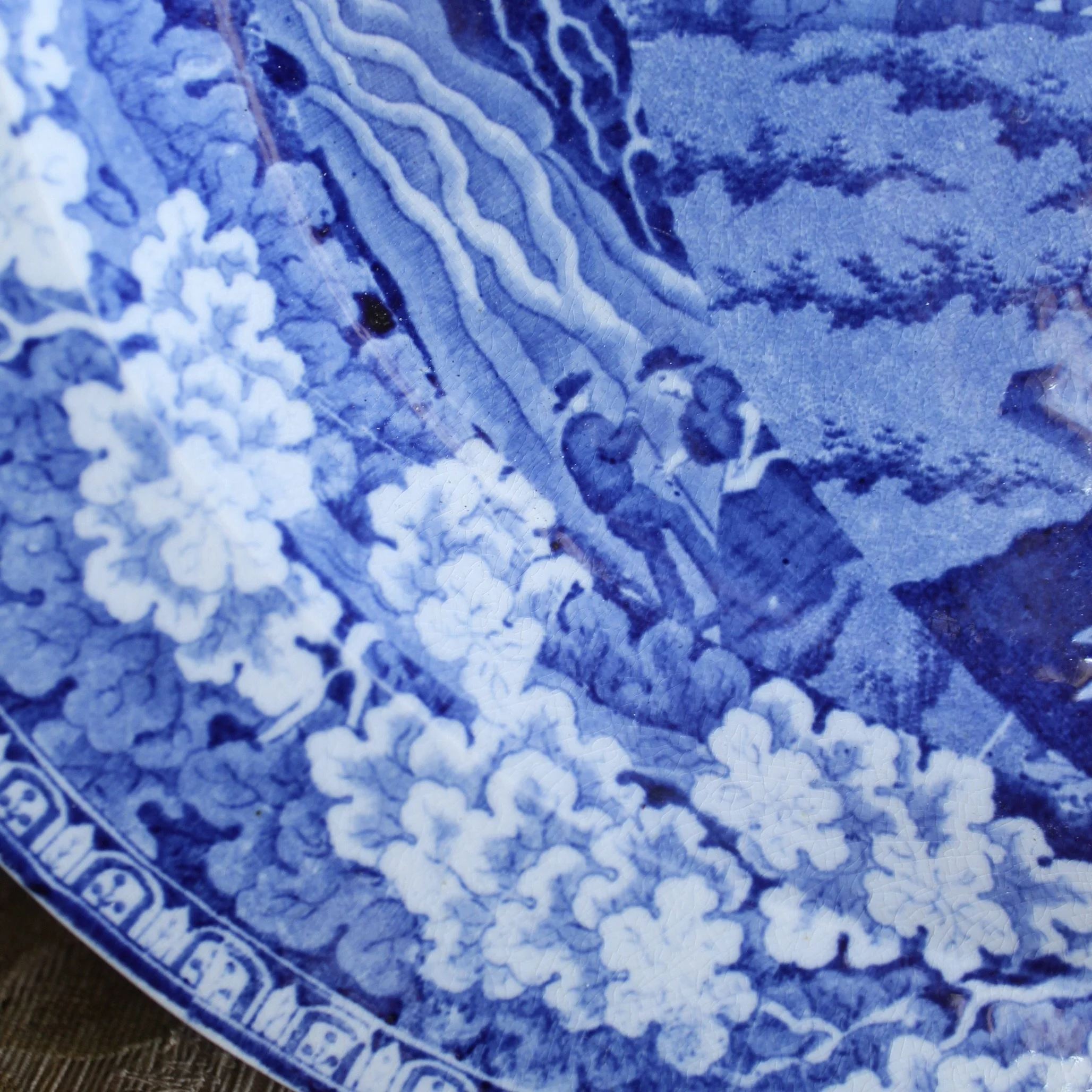 Pair of Large Blue and White Staffordshire Porcelain Platters