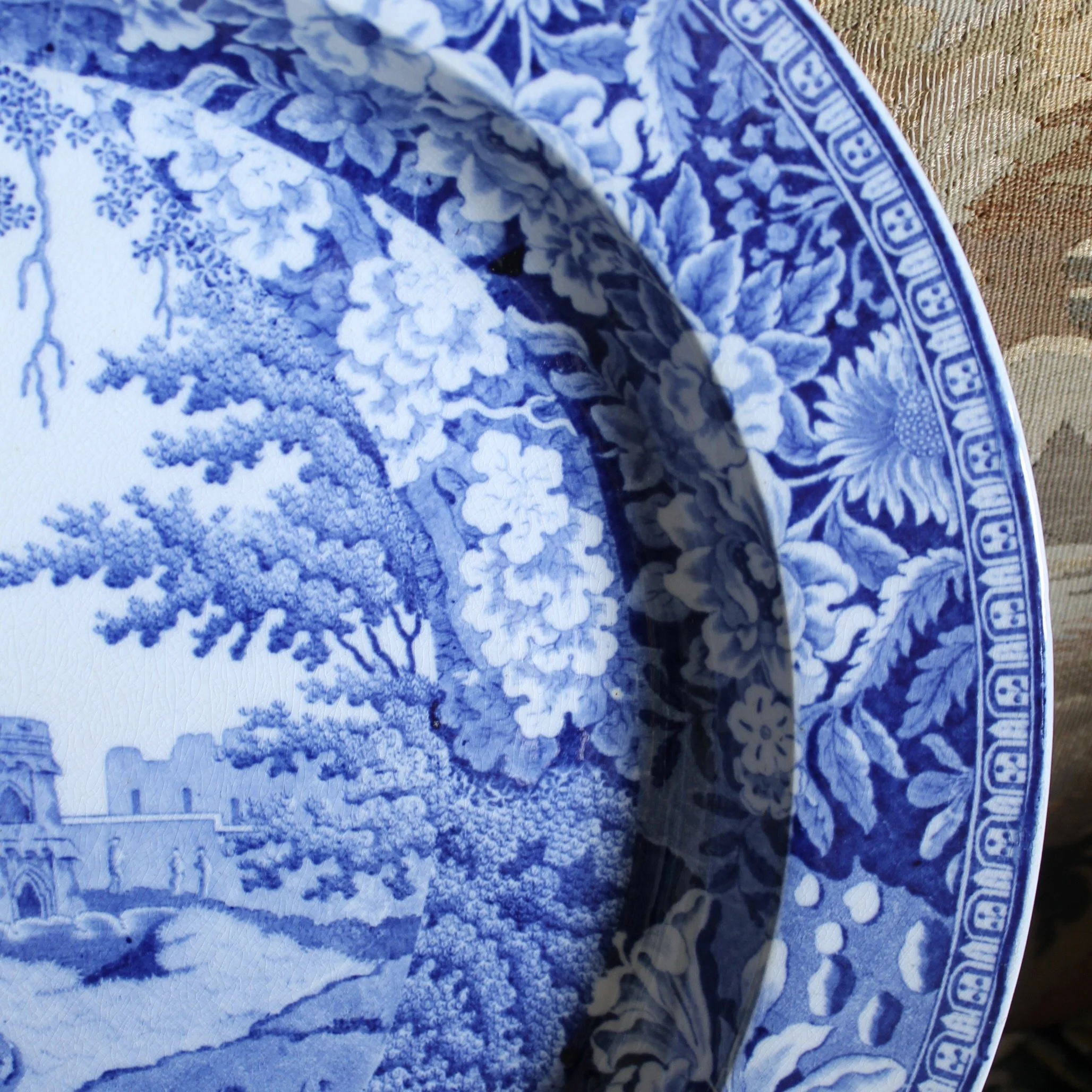 Pair of Large Blue and White Staffordshire Porcelain Platters