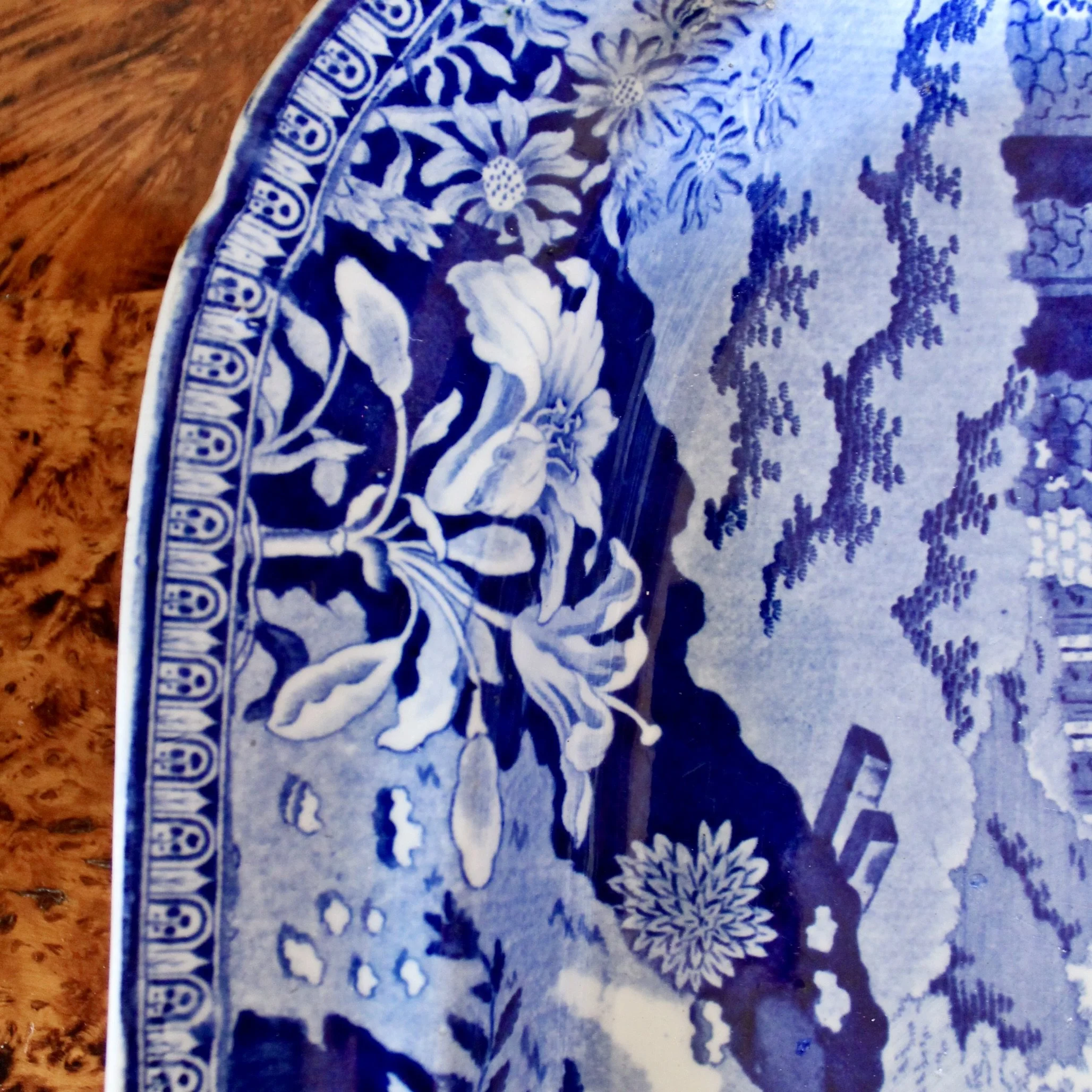 Pair of Large Blue and White Staffordshire Porcelain Platters