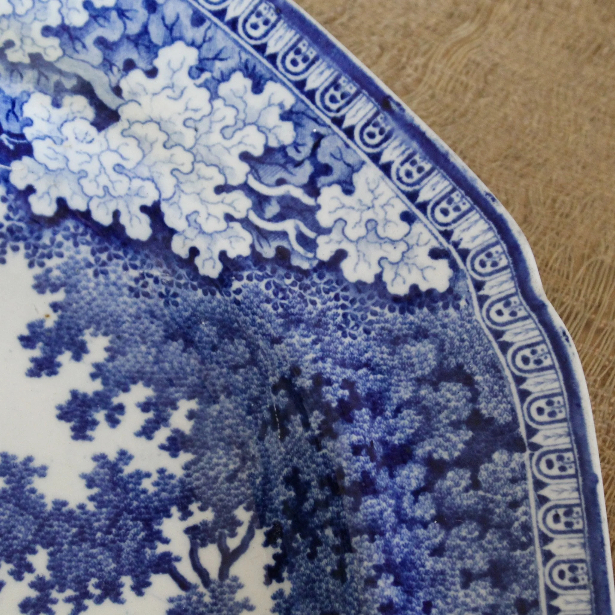 Pair of Large Blue and White Staffordshire Porcelain Platters