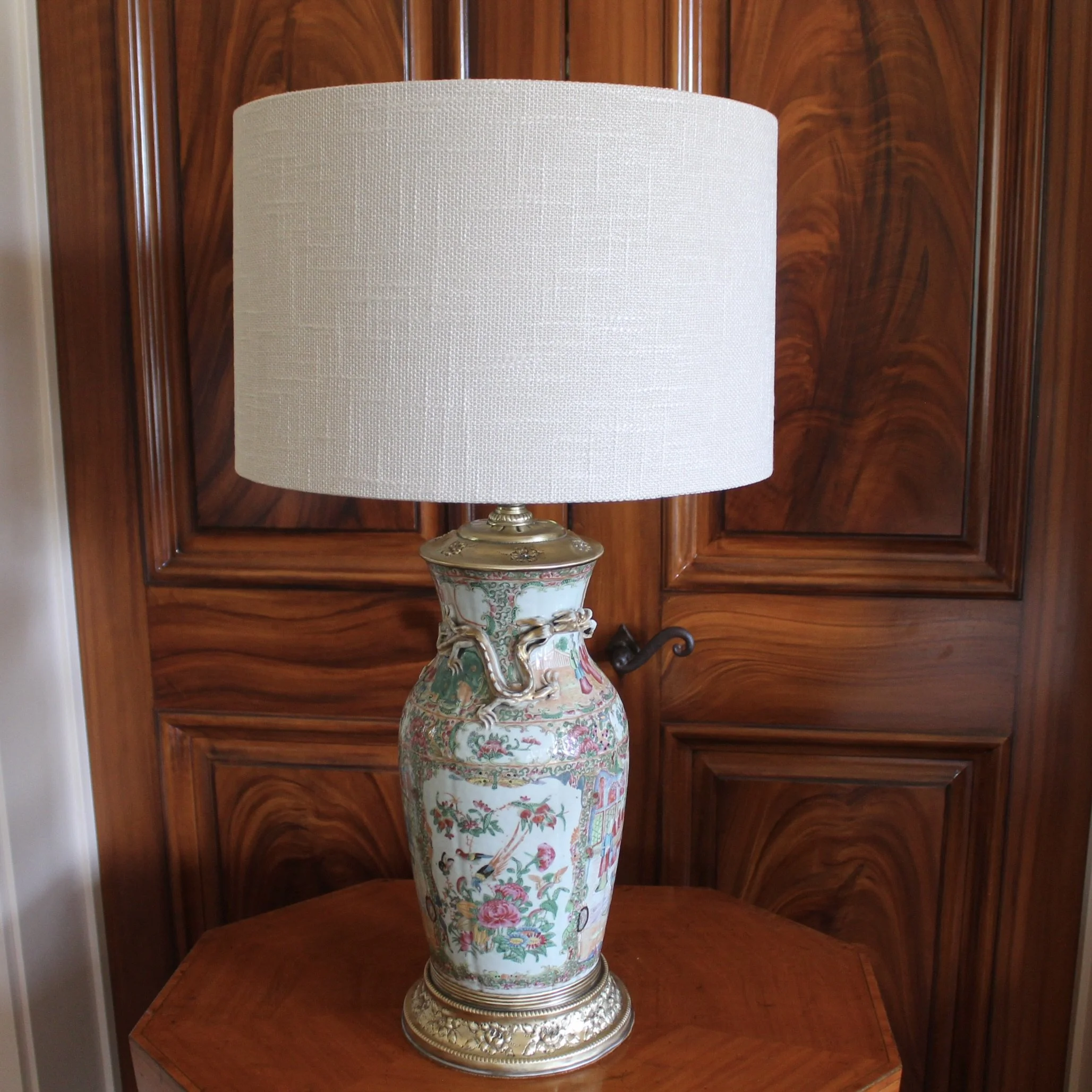 Large Rose Mandarin Porcelain Lamp