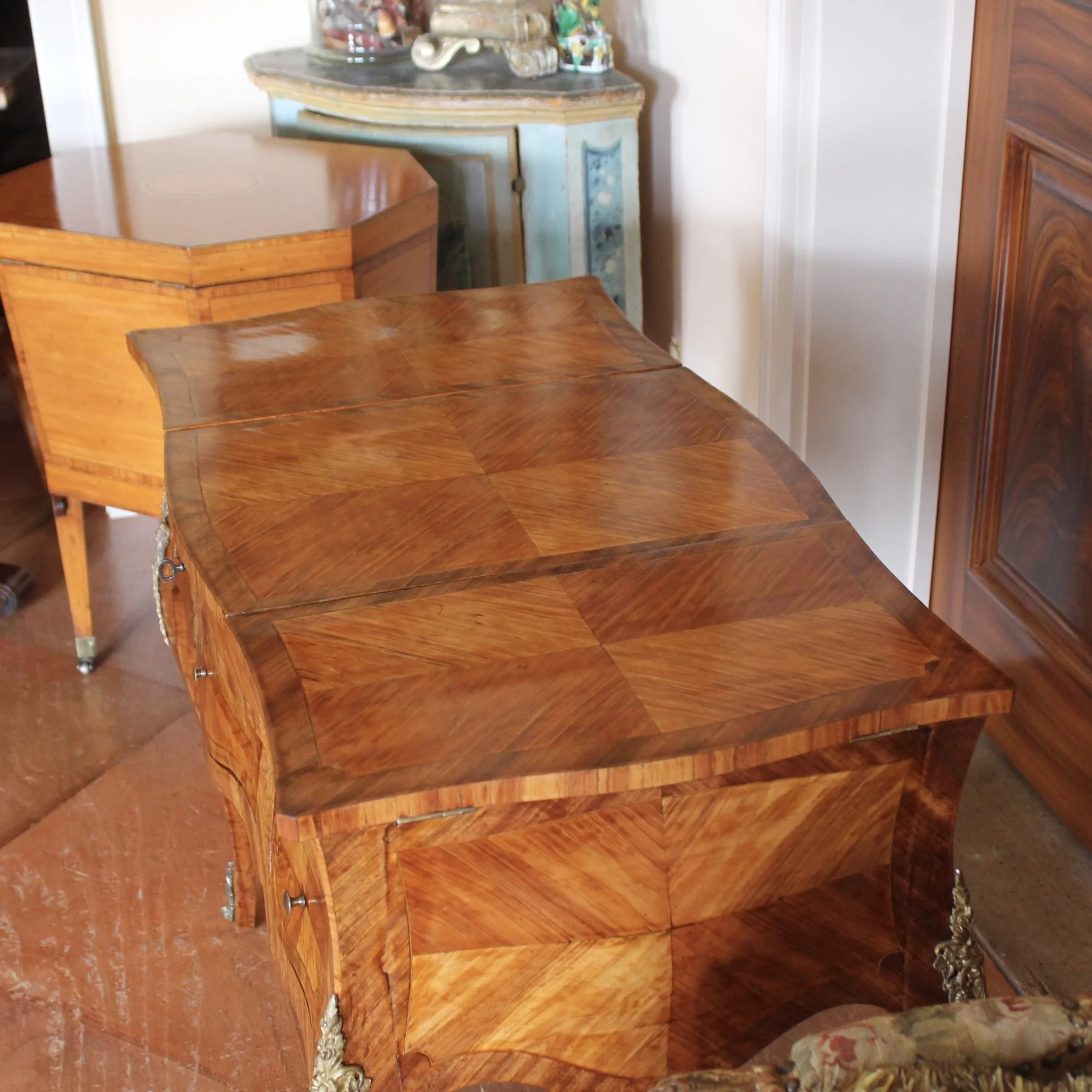 Louis XV Style Marquetry Satinwood Dressing Table