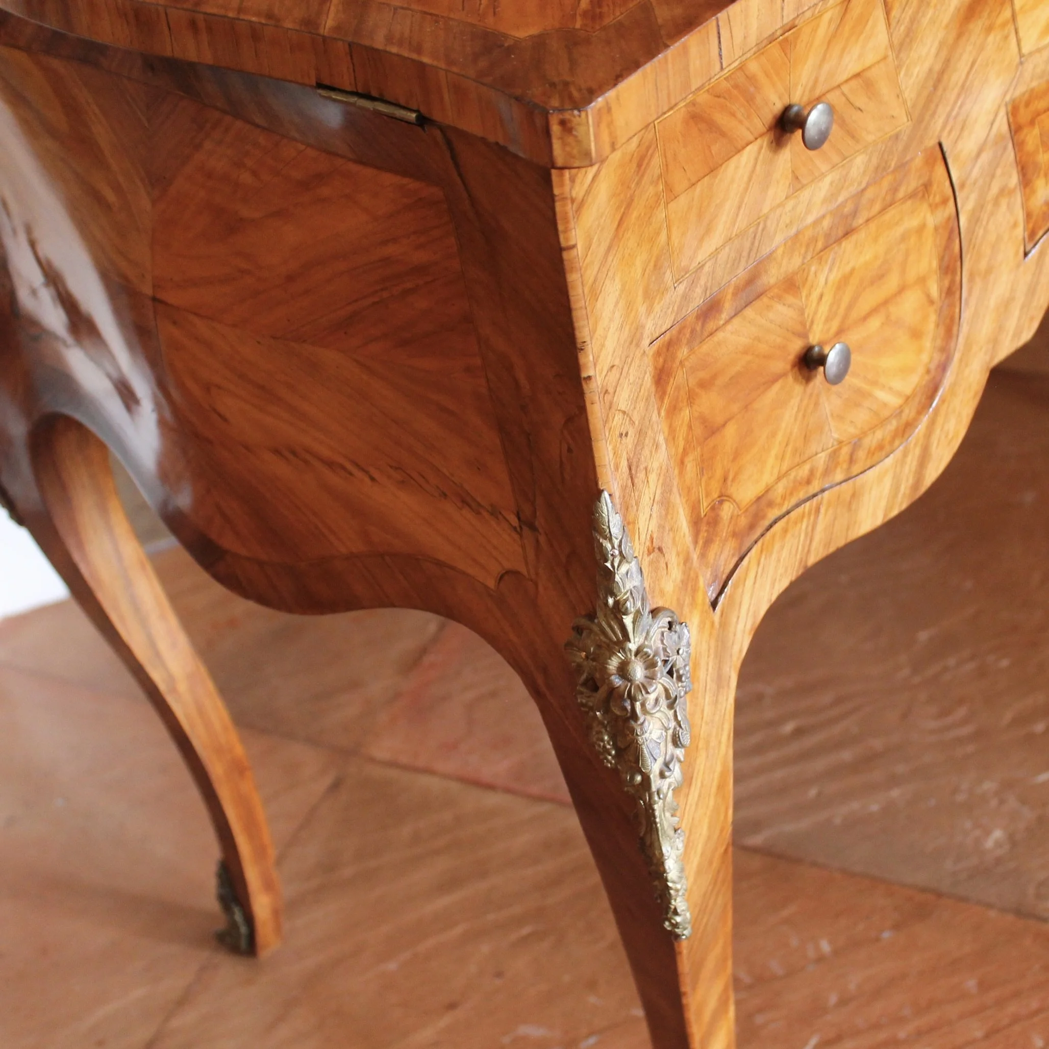 Louis XV Style Marquetry Satinwood Dressing Table
