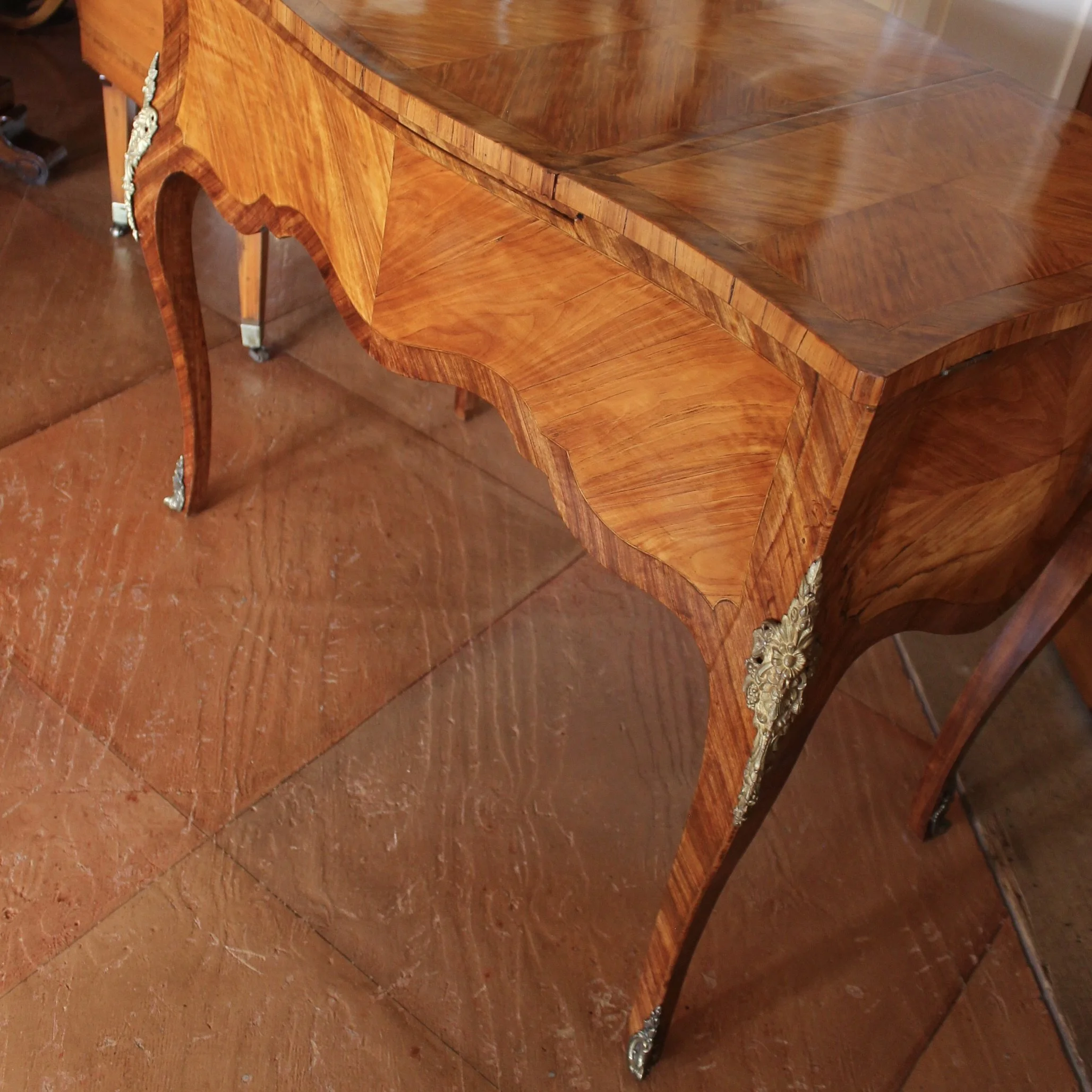 Louis XV Style Marquetry Satinwood Dressing Table
