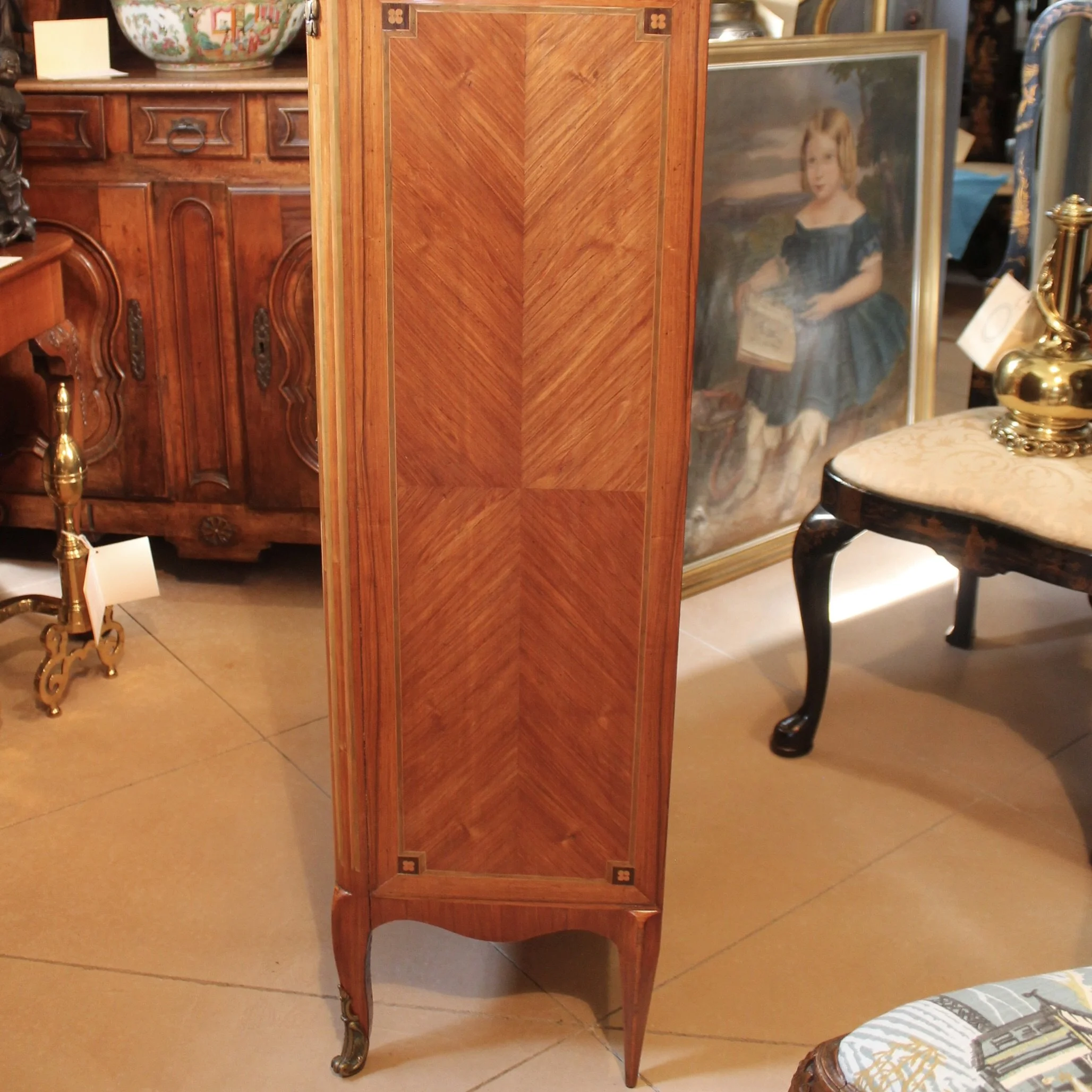Tall French Transitional Louis XV/XVI Style Narrow Cabinet