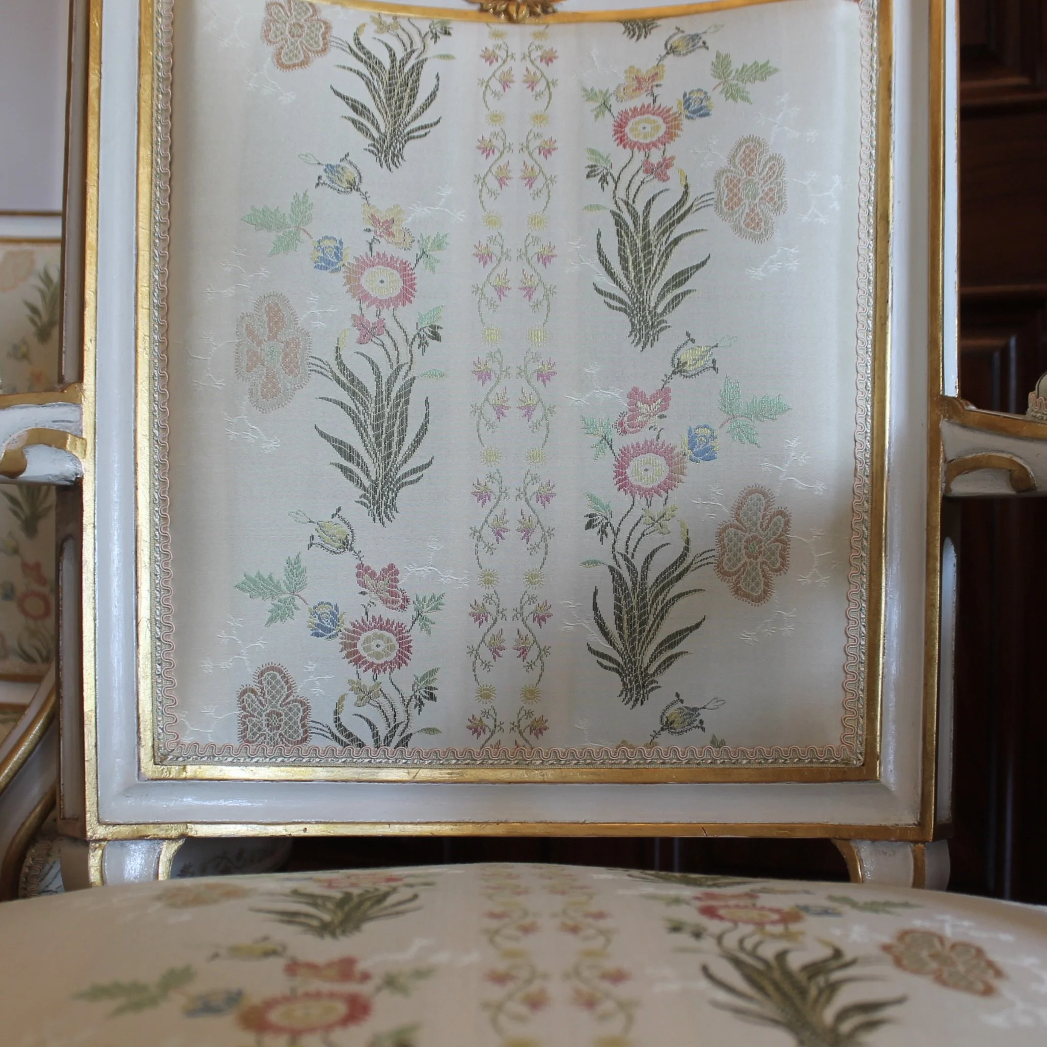 Pair of Swedish Gustavian Style Painted and Gilt Neoclassical Armchairs