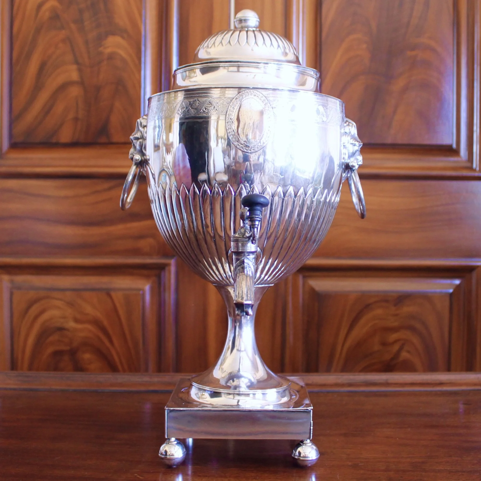 English Neoclassical Hot Water Urn, Silver