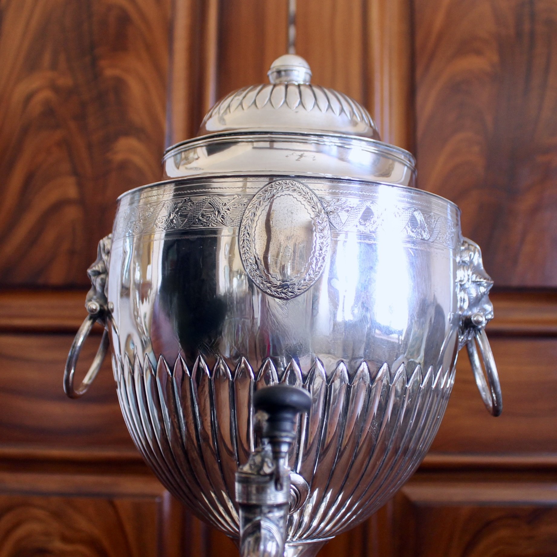 English Neoclassical Hot Water Urn, Silver