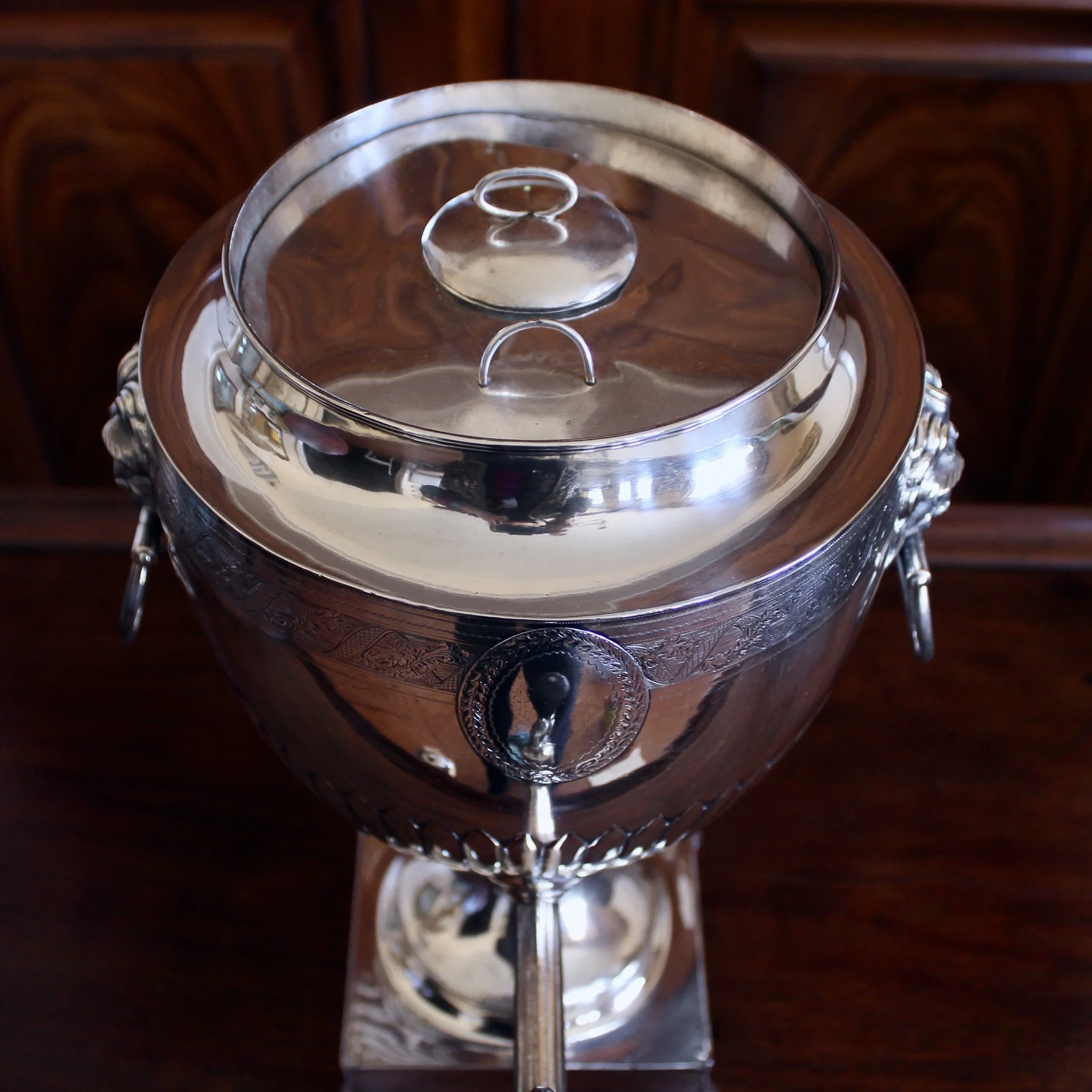 English Neoclassical Hot Water Urn, Silver