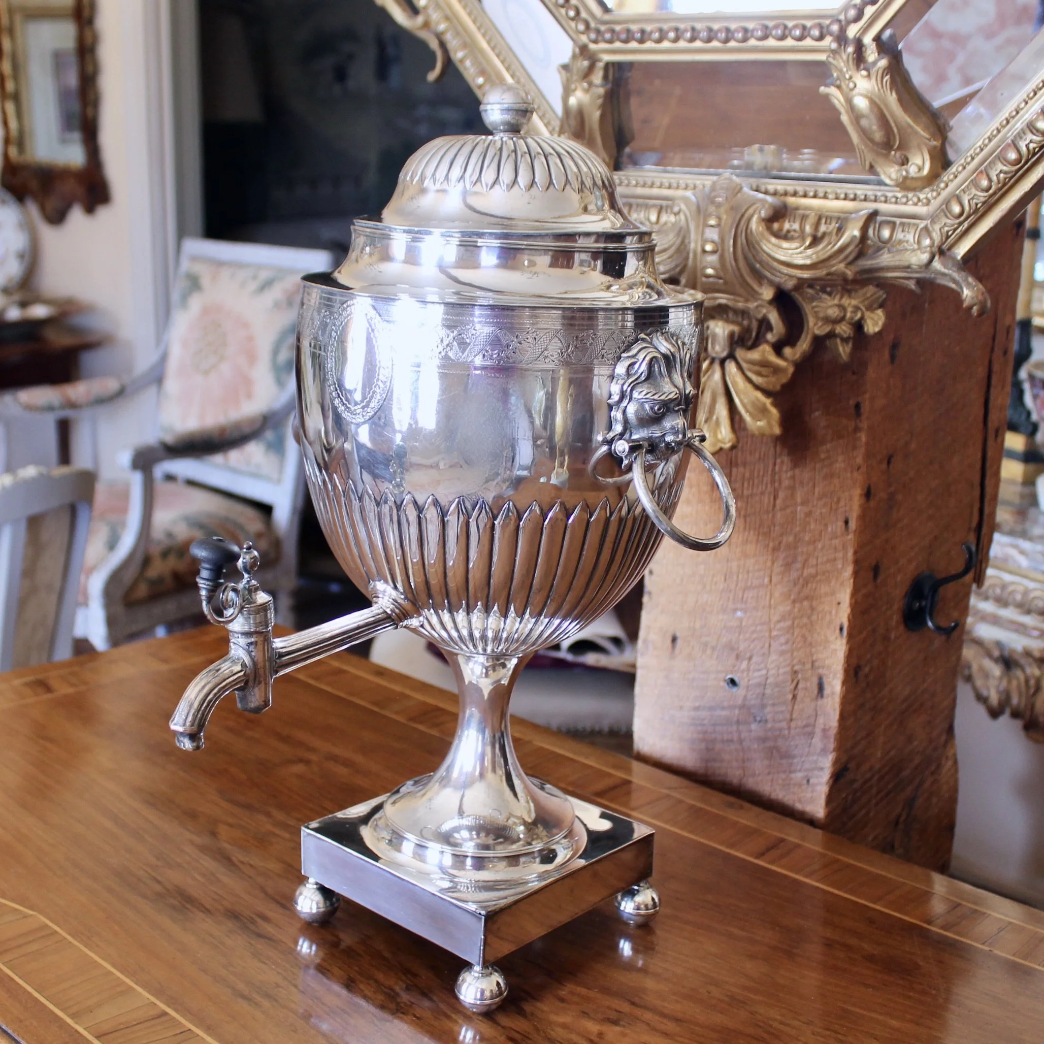 English Neoclassical Hot Water Urn, Silver