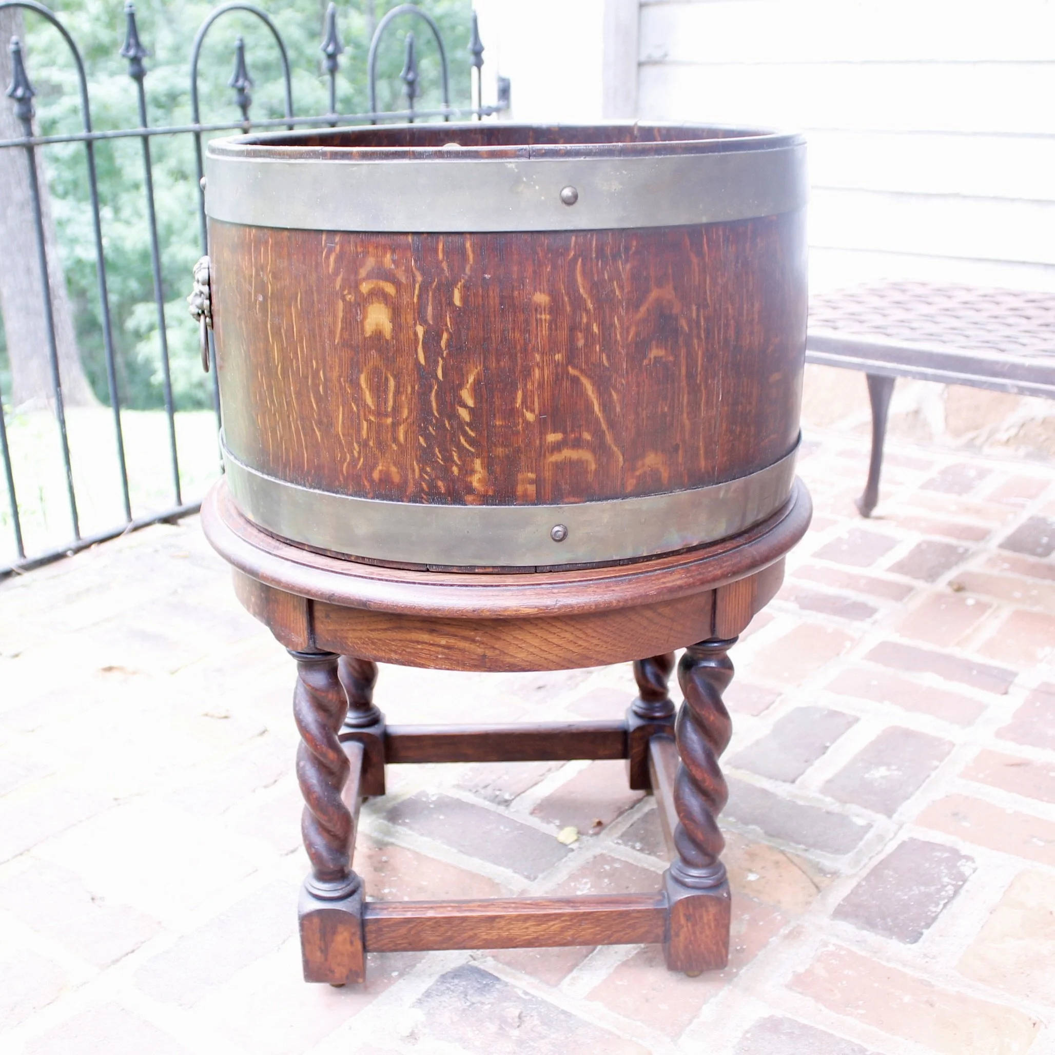 English Oak Jardinière Planter And Stand