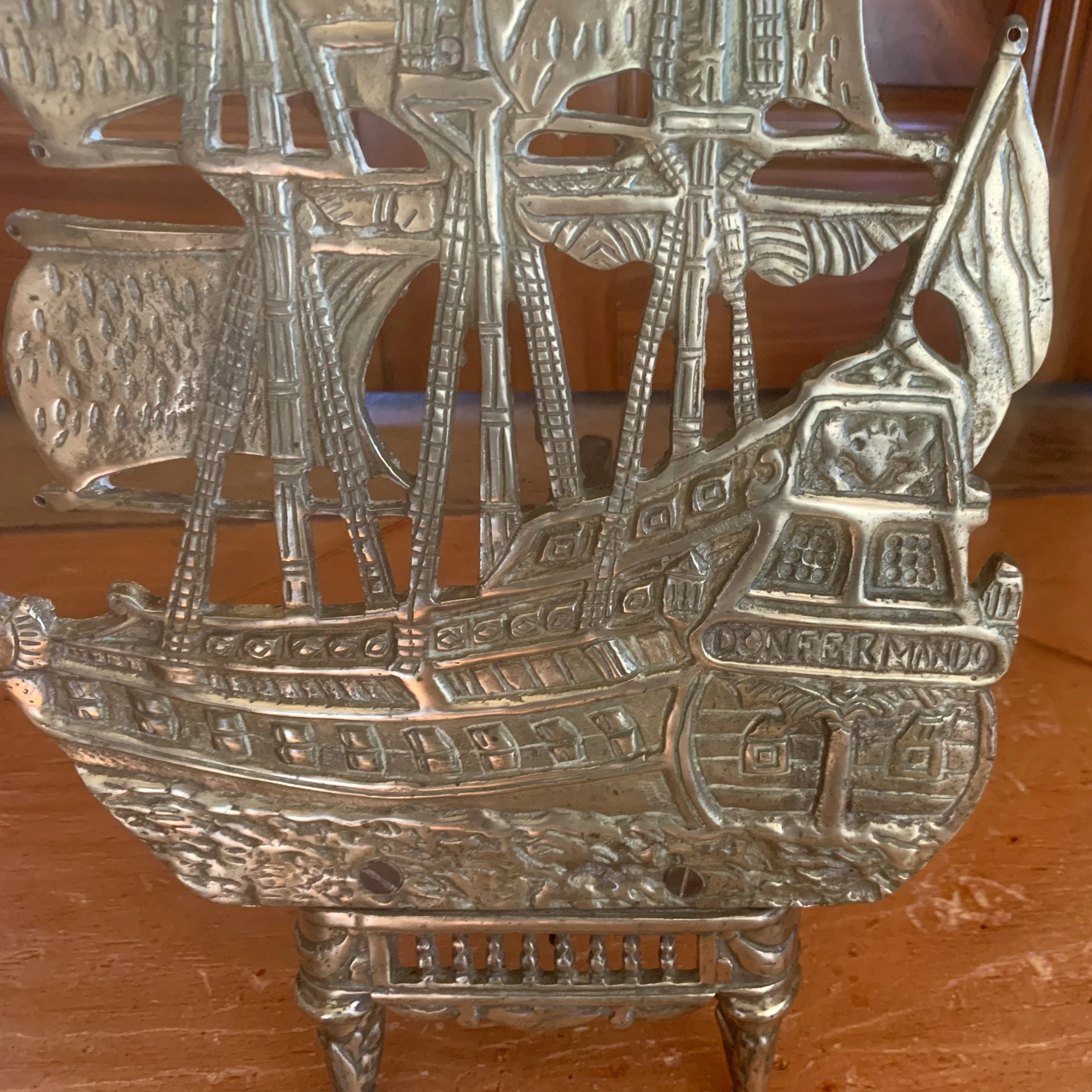 Antique-Brass-Spanish-Galleon-Ship-Andirons (11)-detail