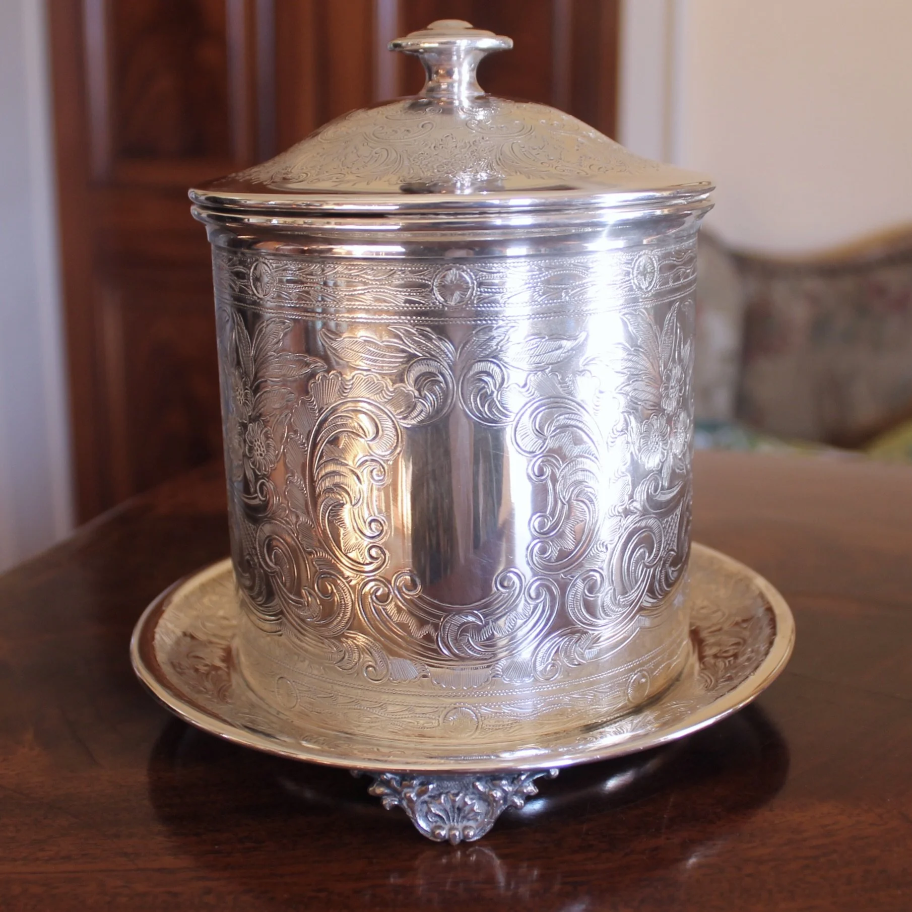 English Vintage Silver Plate on Nickel Biscuit Box