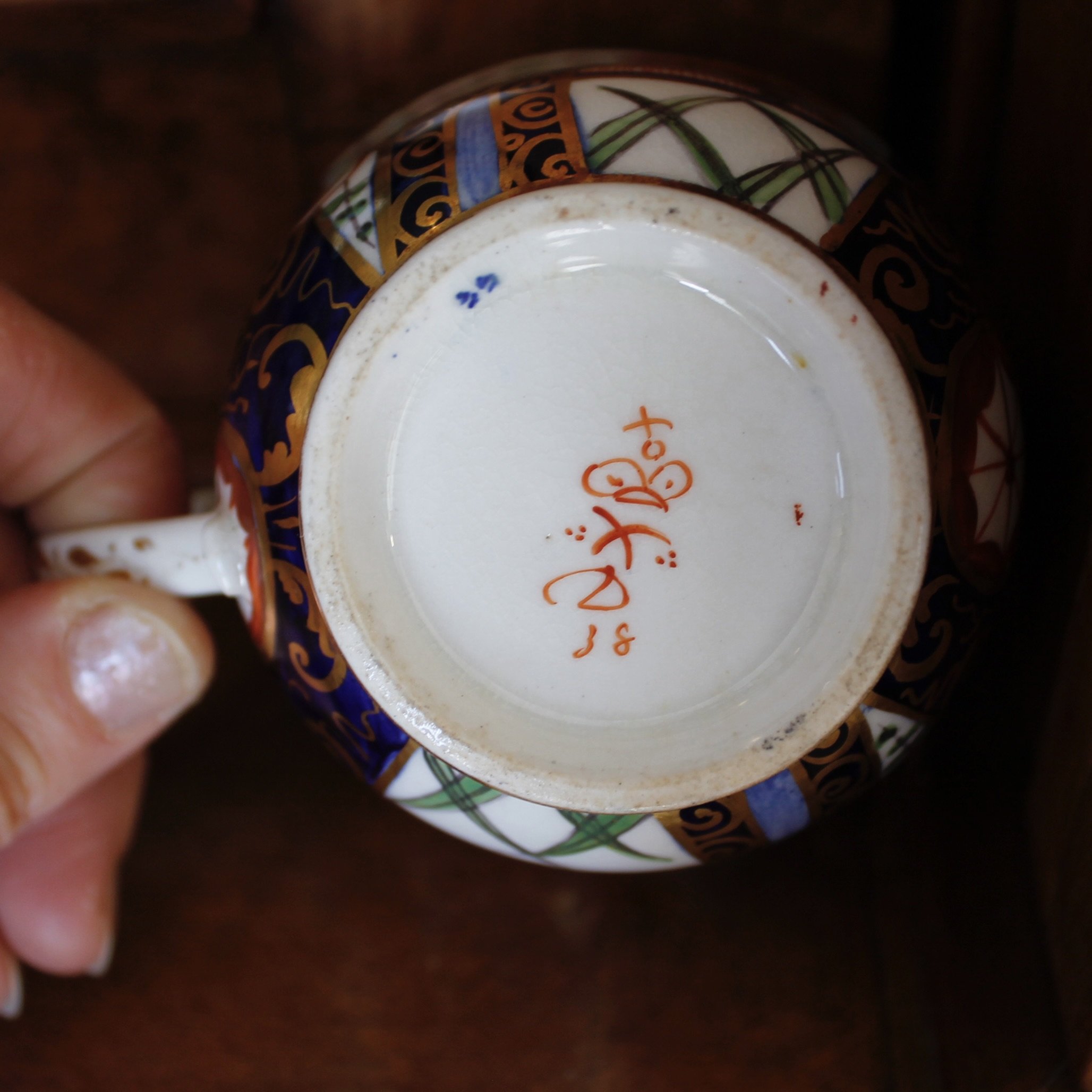 Derby Early 19th Century Gilt Imari Porcelain Cup and Saucer