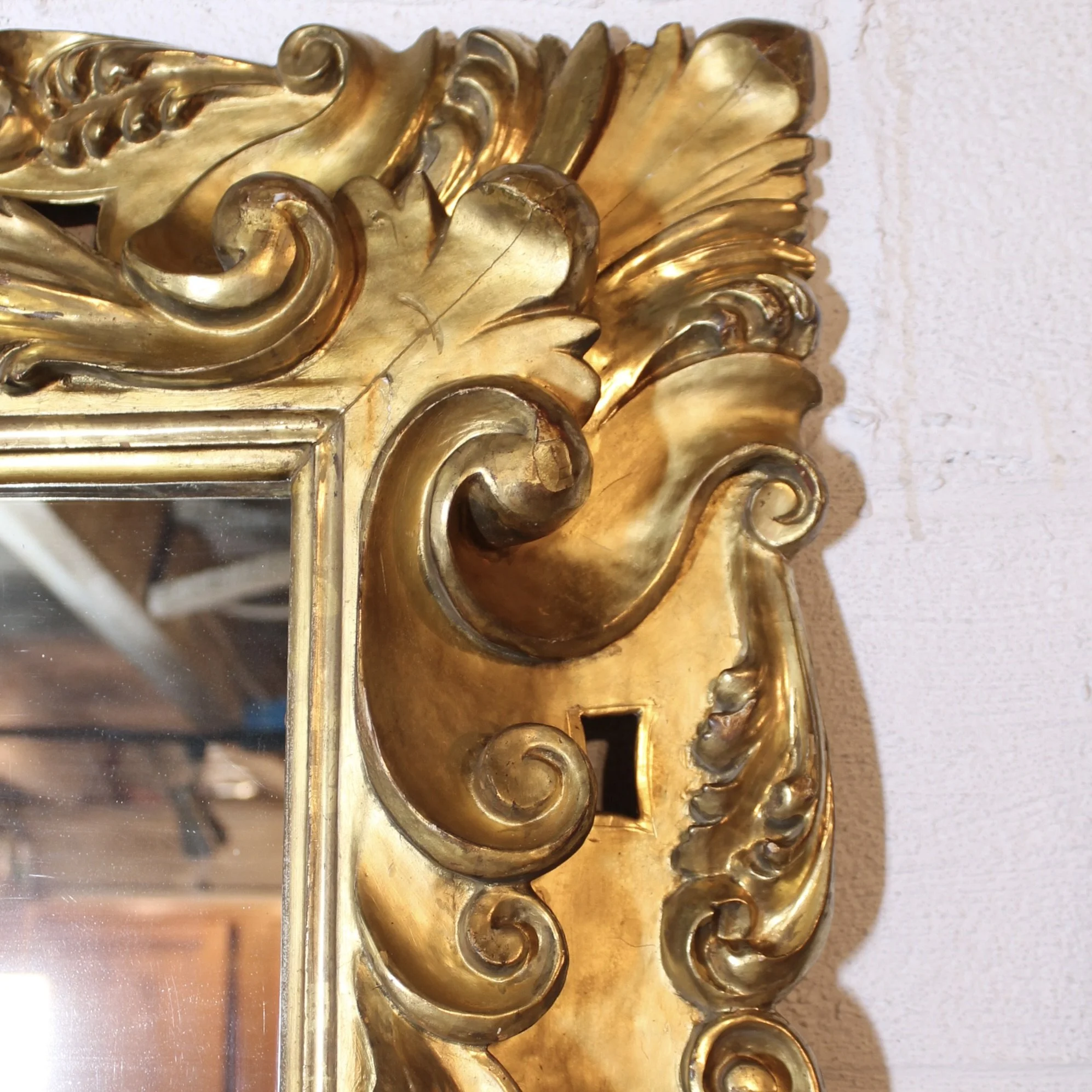 Large Gilt Large Gilt Wood Baroque Spanish Italian Mirror Baroque Mirror