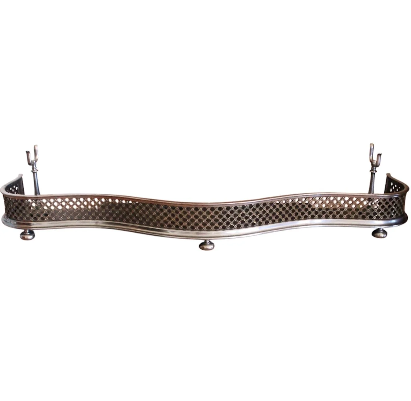 Antique-English-Polished-Steel-and-Brass-Fretwork-Fender