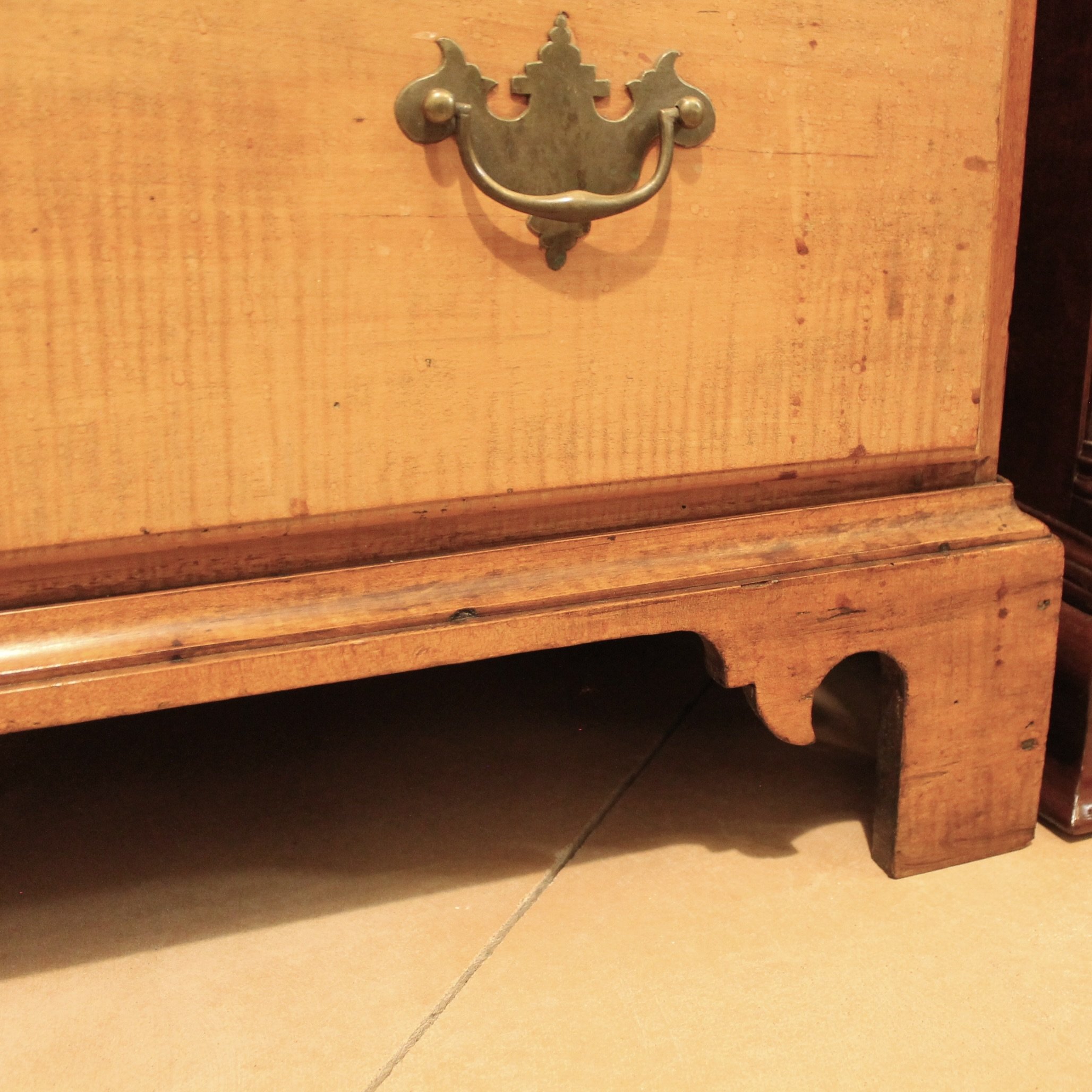 Pair Tall New England Tiger Maple Chippendale Chests of Drawers