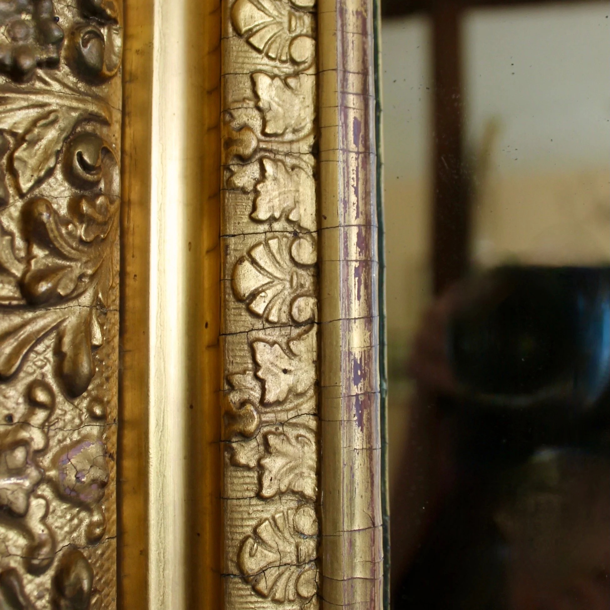 Antique English Gilt Wood Rectangular Mirror (7)