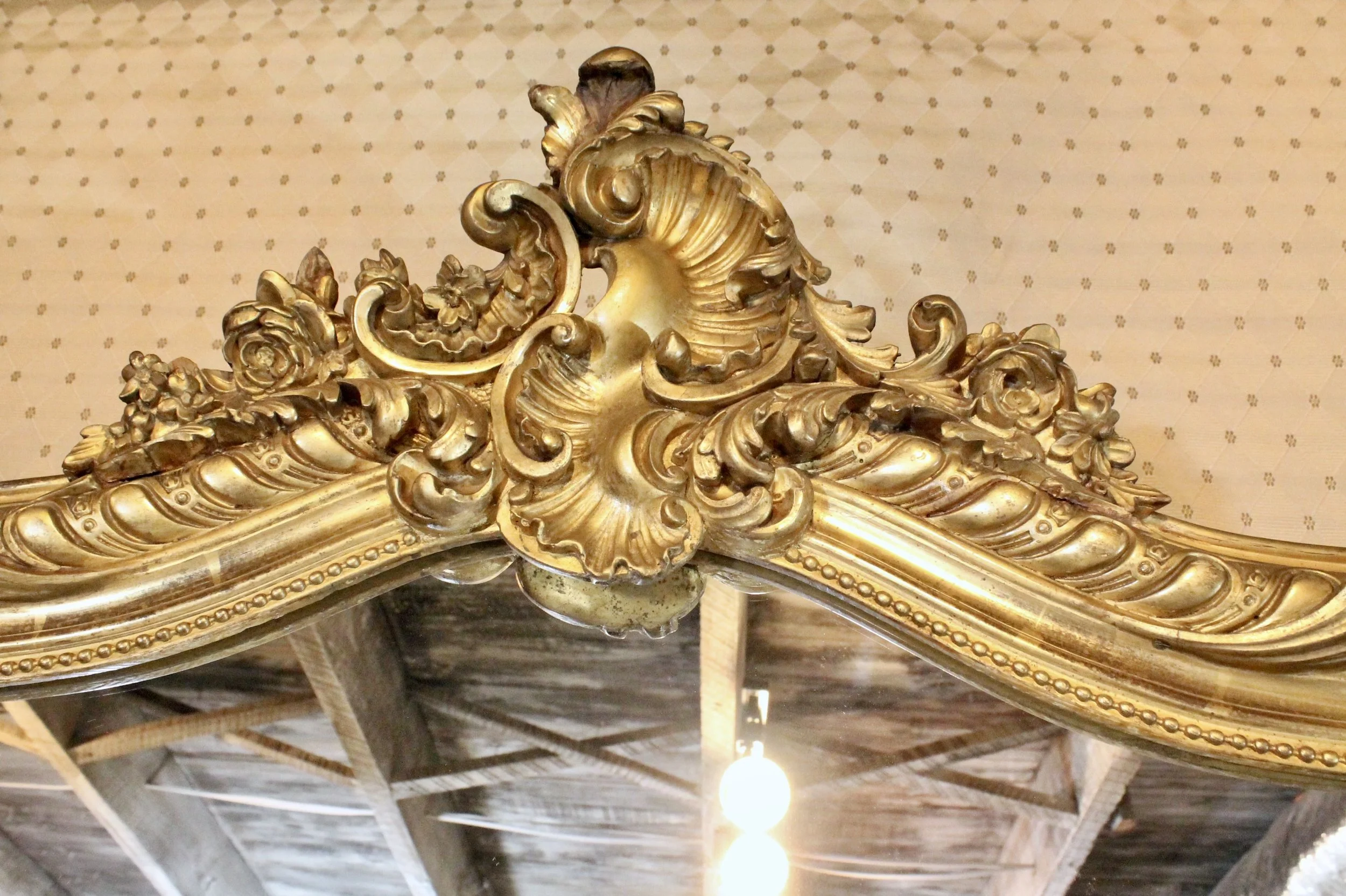Louis Phillipe Giltwood Camel Back Rococo Crested Pier Mirror
