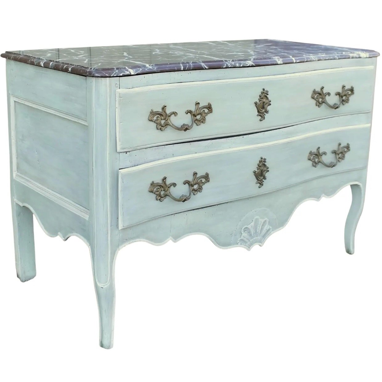Louis XV Period Provincial Commode in Celadon Blue Painted Finish
