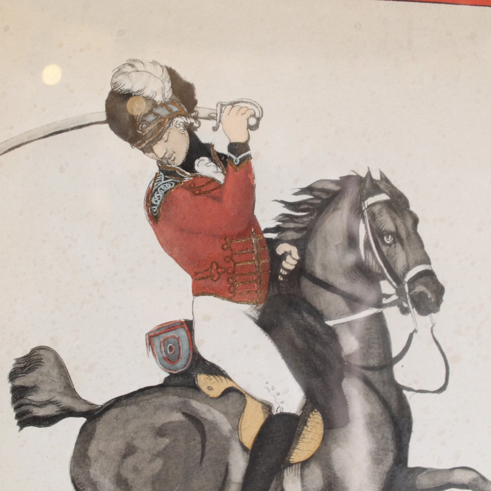 Set of Six Hand Colored Cavalry Prints by Thomas Rowlandson