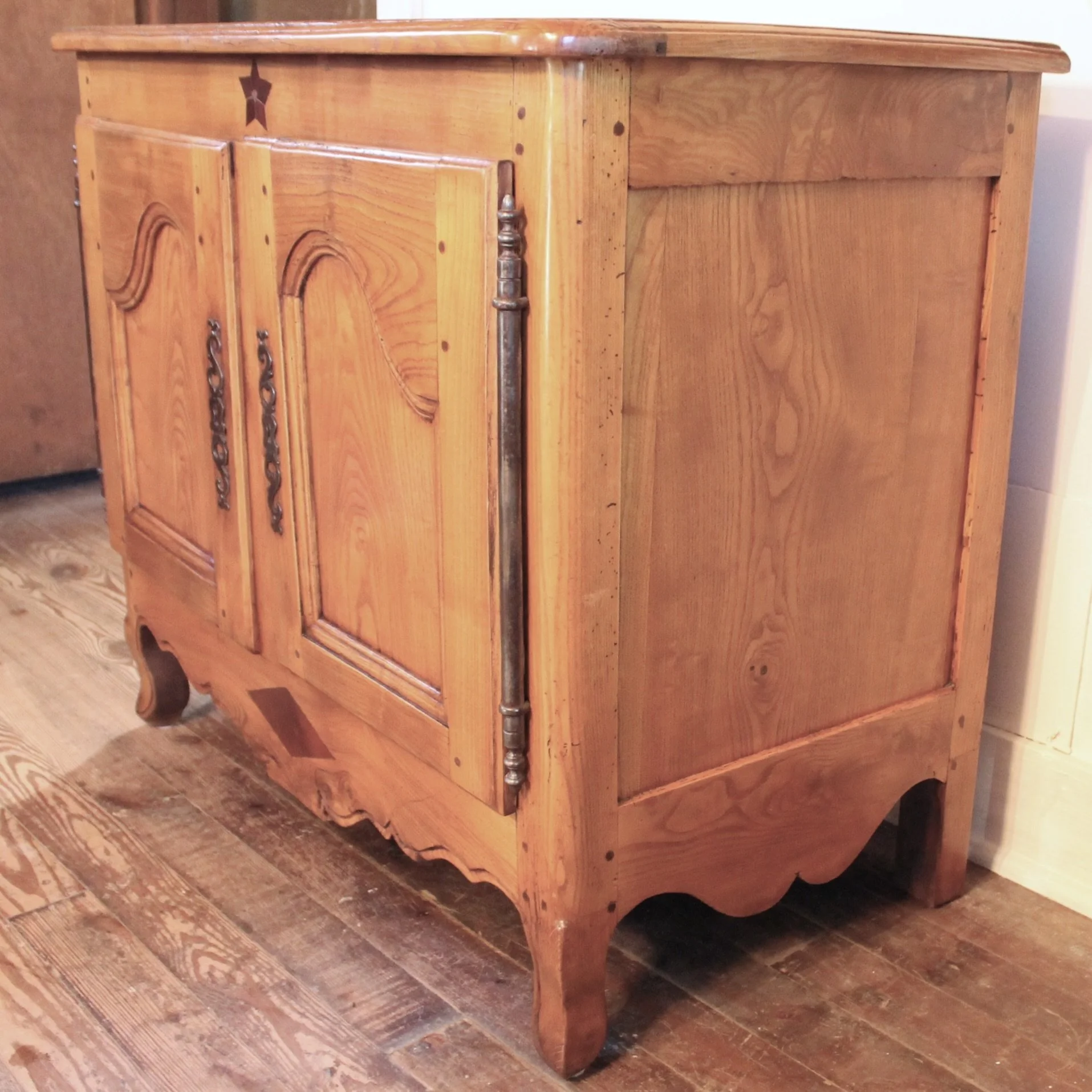 Small French Provincial Louis XV Elm Cabinet, 19th Century