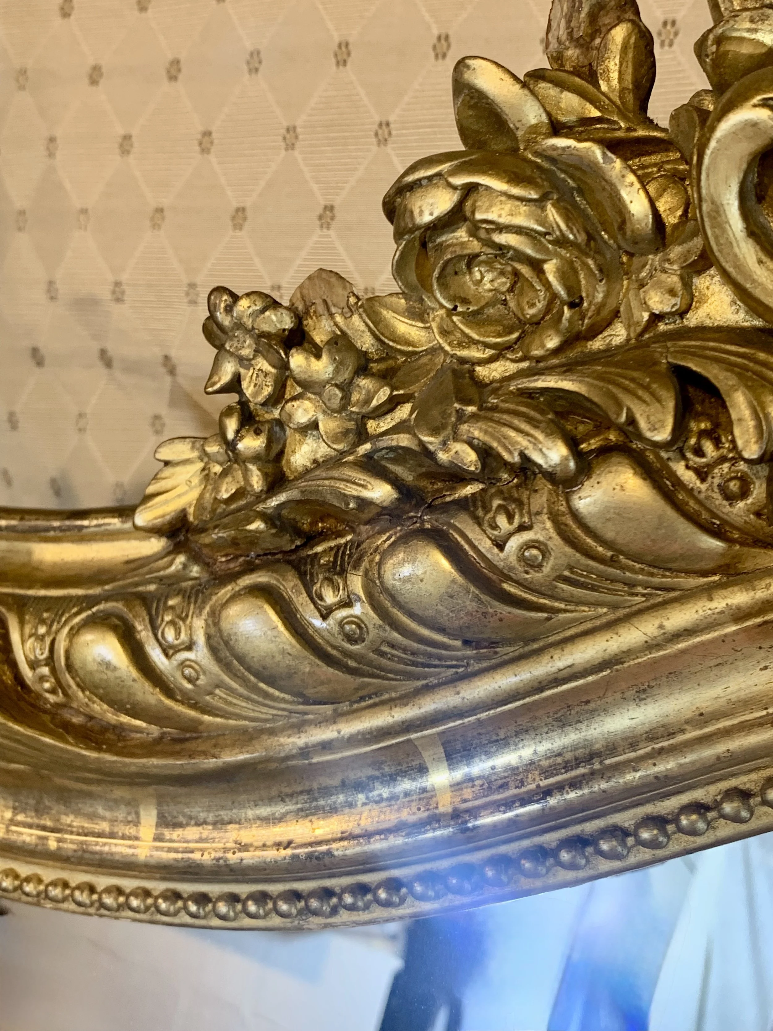 Louis Phillipe Giltwood Camel Back Rococo Crested Pier Mirror