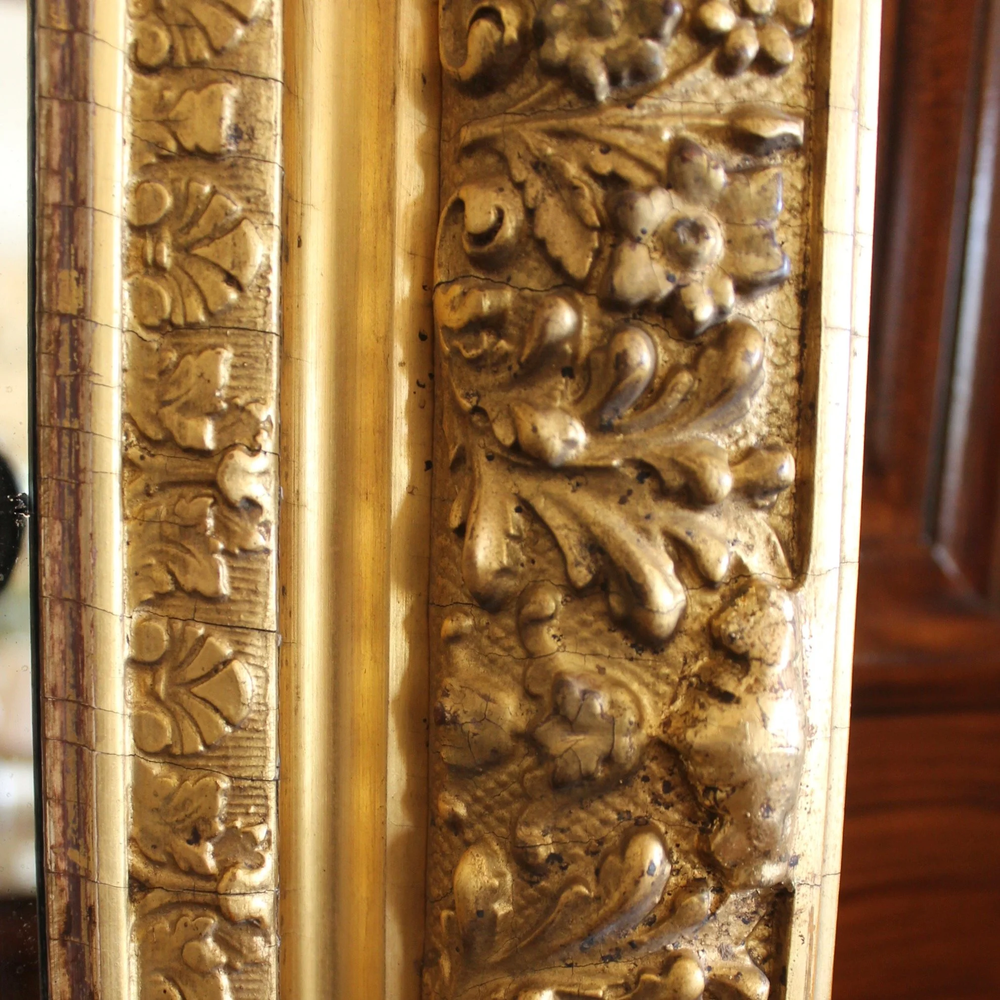 Antique English Gilt Wood Rectangular Mirror (8)-detail