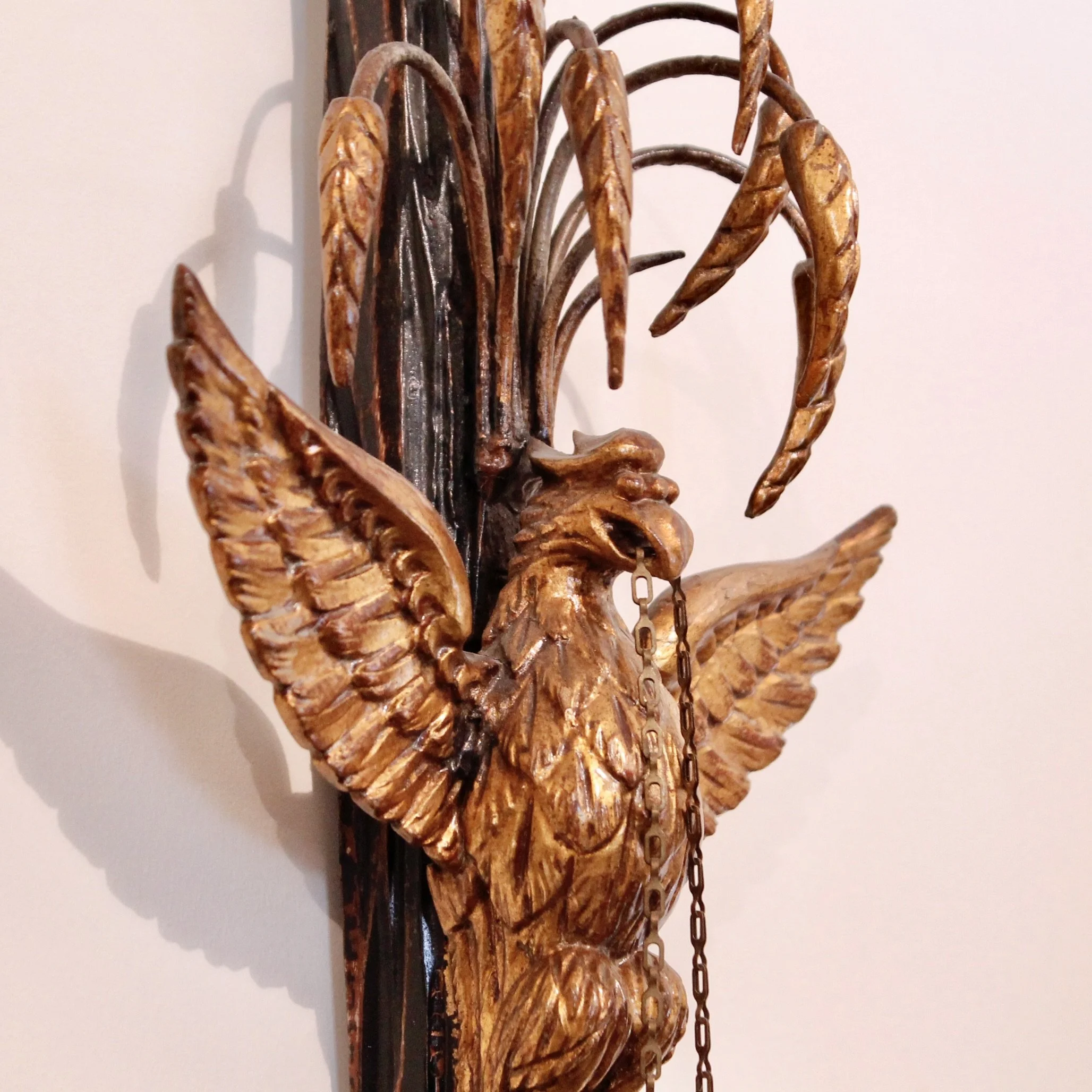 neoclassical eagle carved and gilt sconces pair
