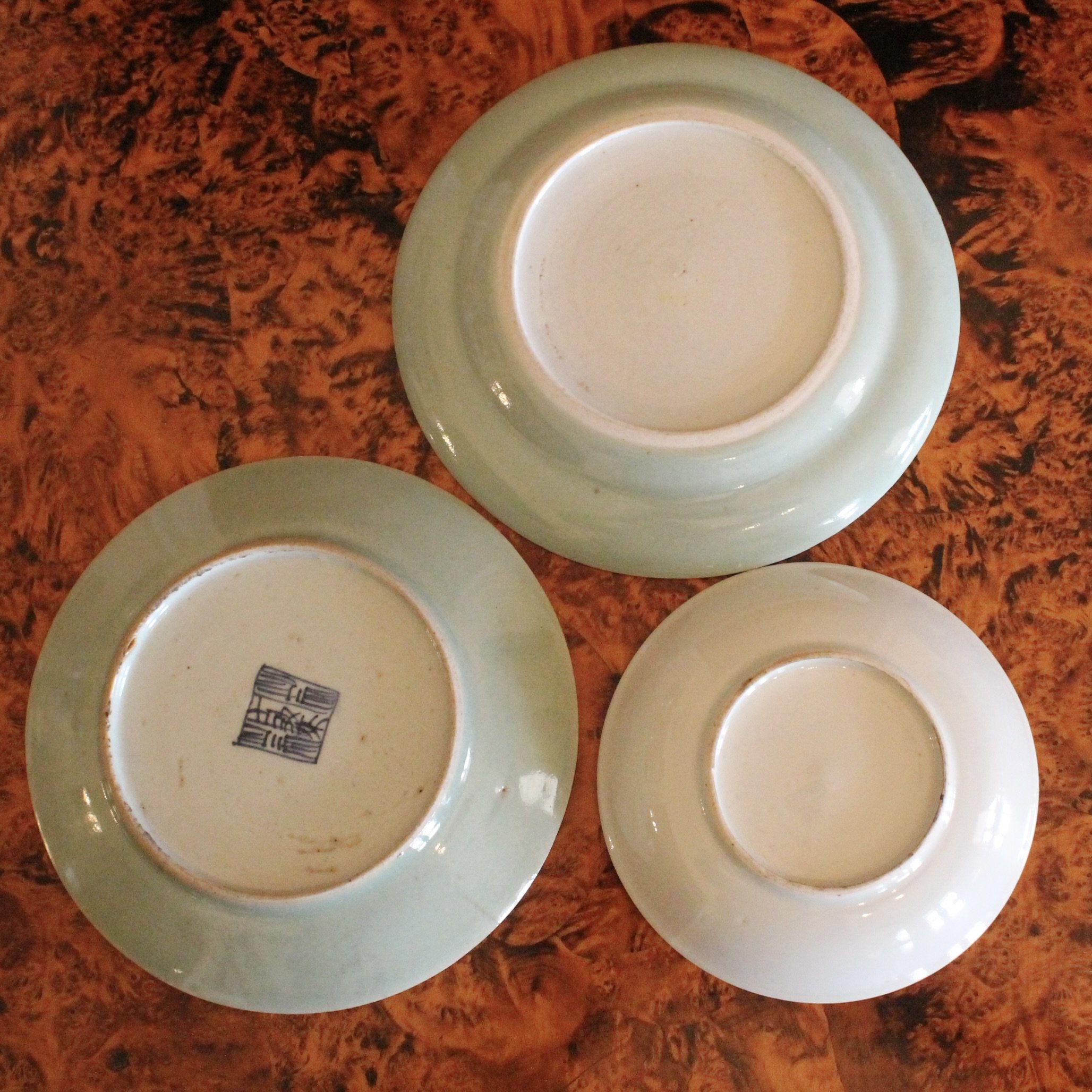 Celadon Porcelain Rose Canton Chinese Export Plates