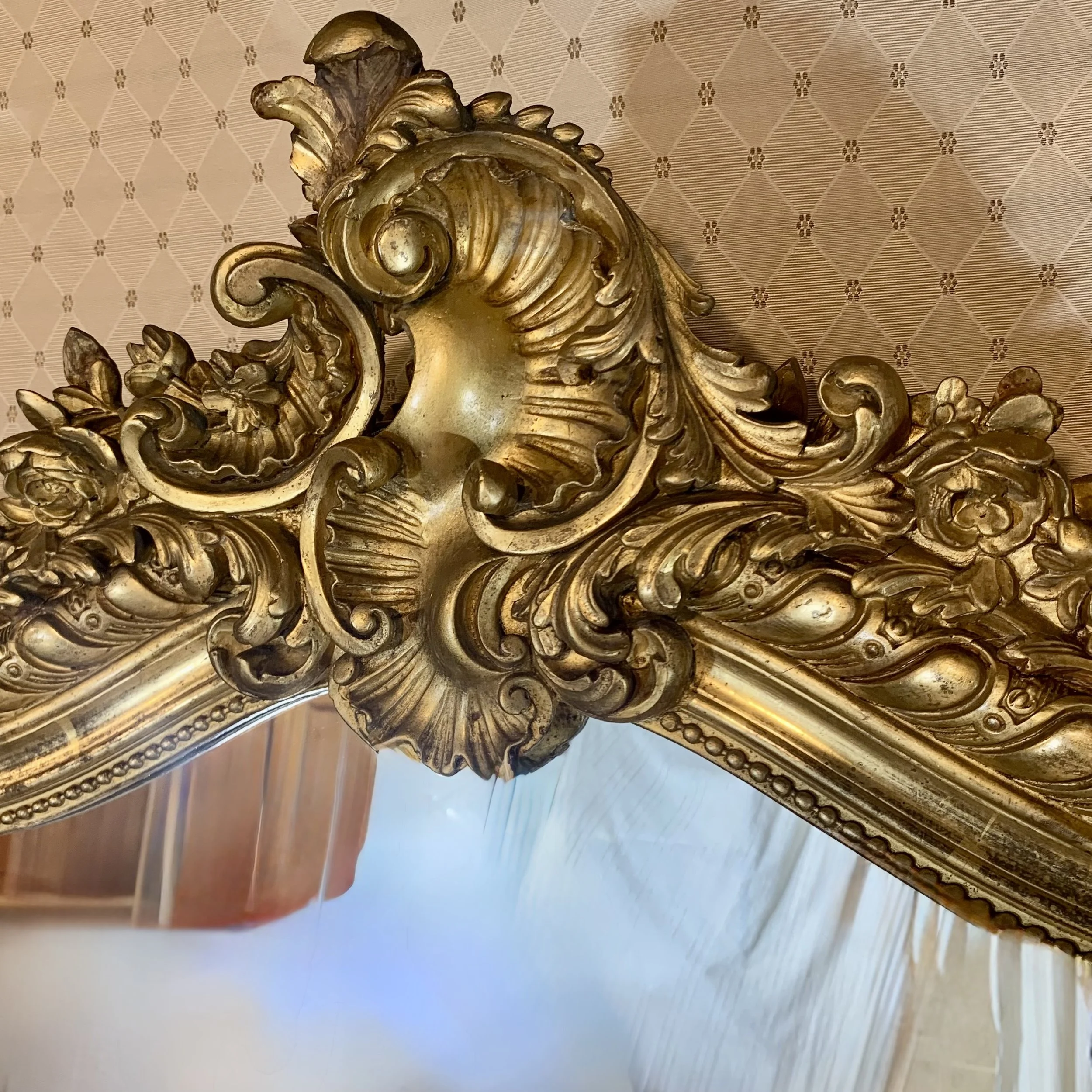 Louis Phillipe Giltwood Camel Back Rococo Crested Pier Mirror