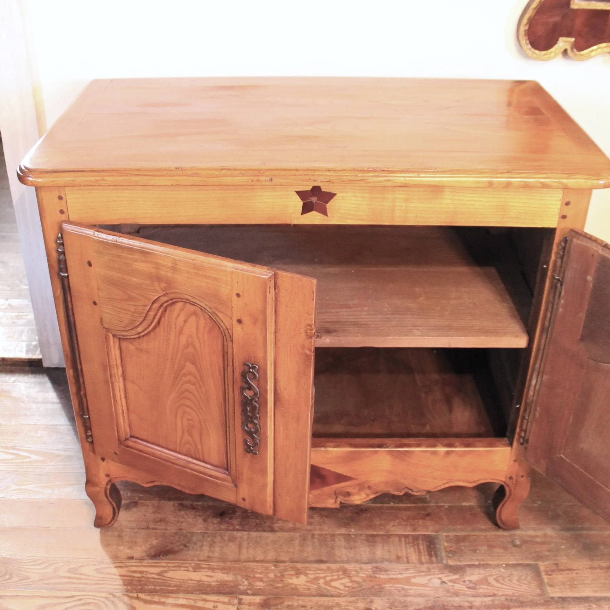 Small French Provincial Louis XV Elm Cabinet, 19th Century