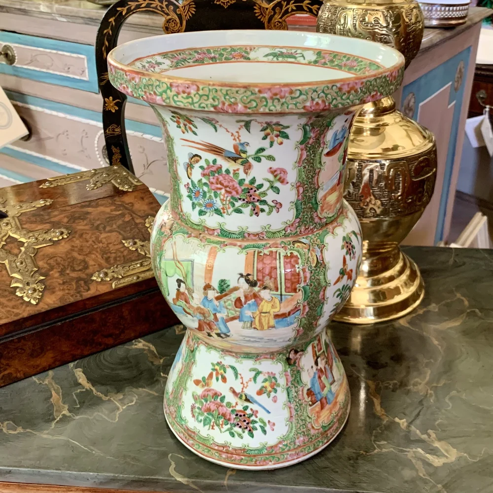 Grand Vase Asiatique Rose Medallion – Porcelaine Daoguang, Peint à La Main, 24 Pouces