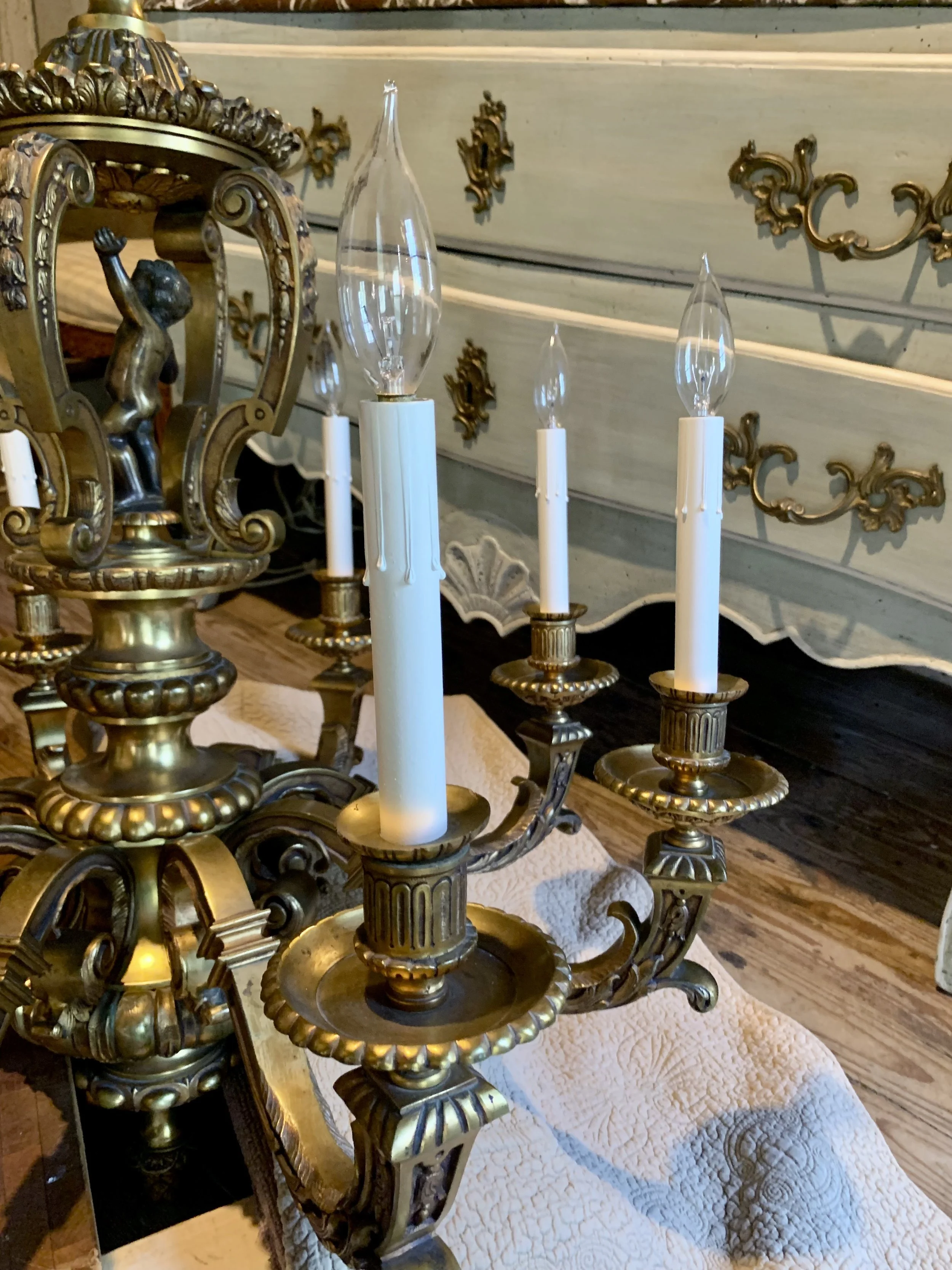 Spanish Baroque Style Bronze Chandelier