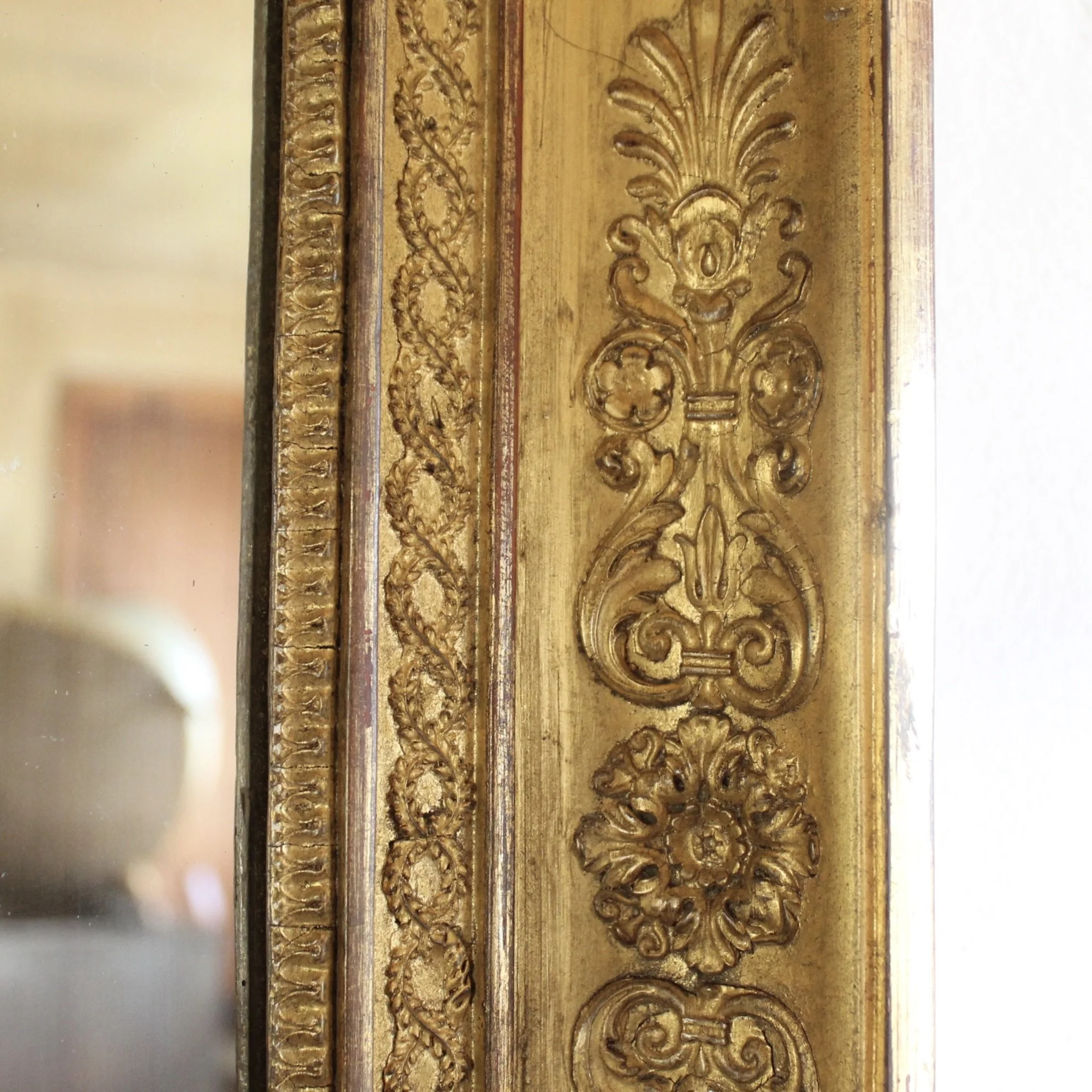 Antique French Charles X Gilt Wood and Gesso Mirror