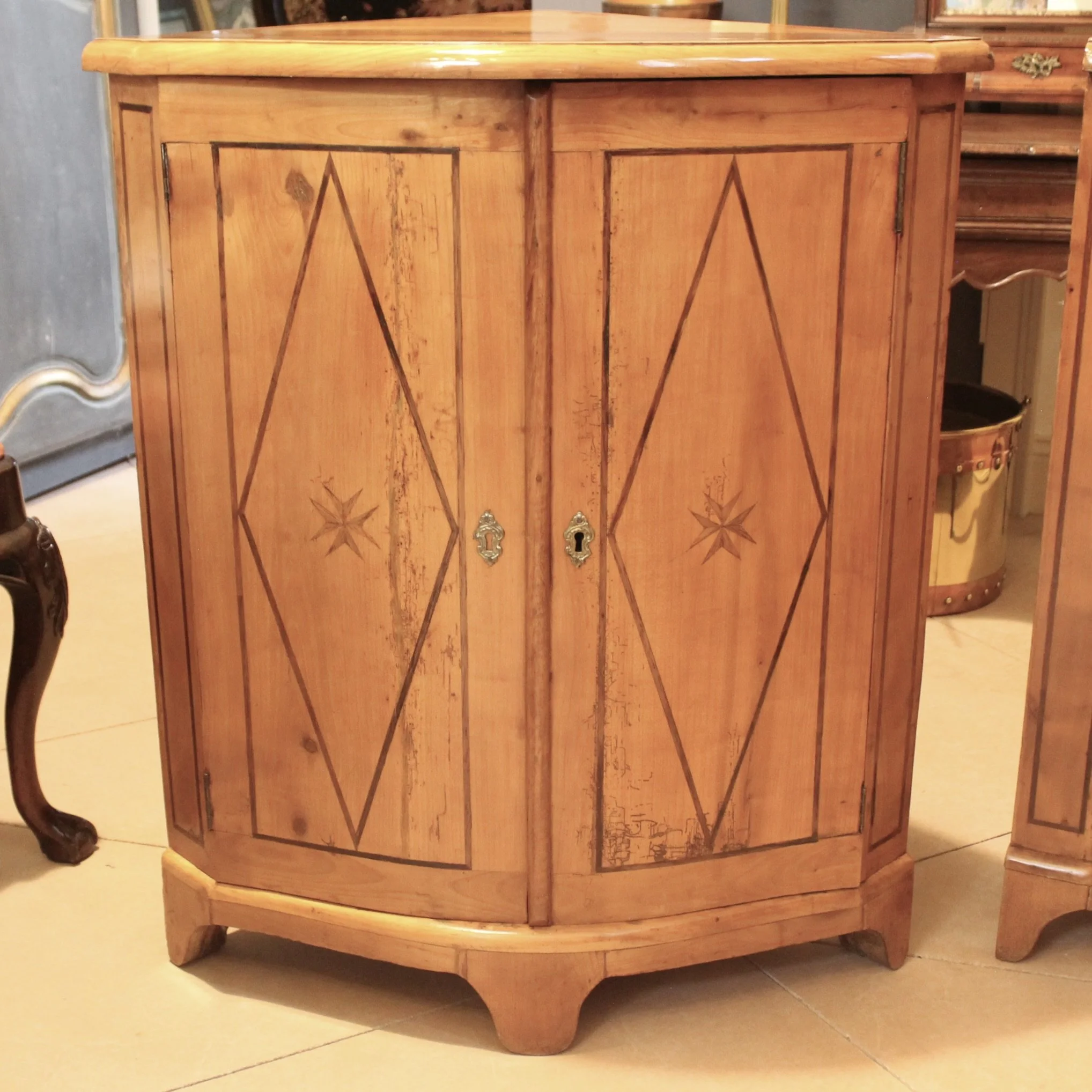 Pair of Directoire Biedermeier Corner Cabinets