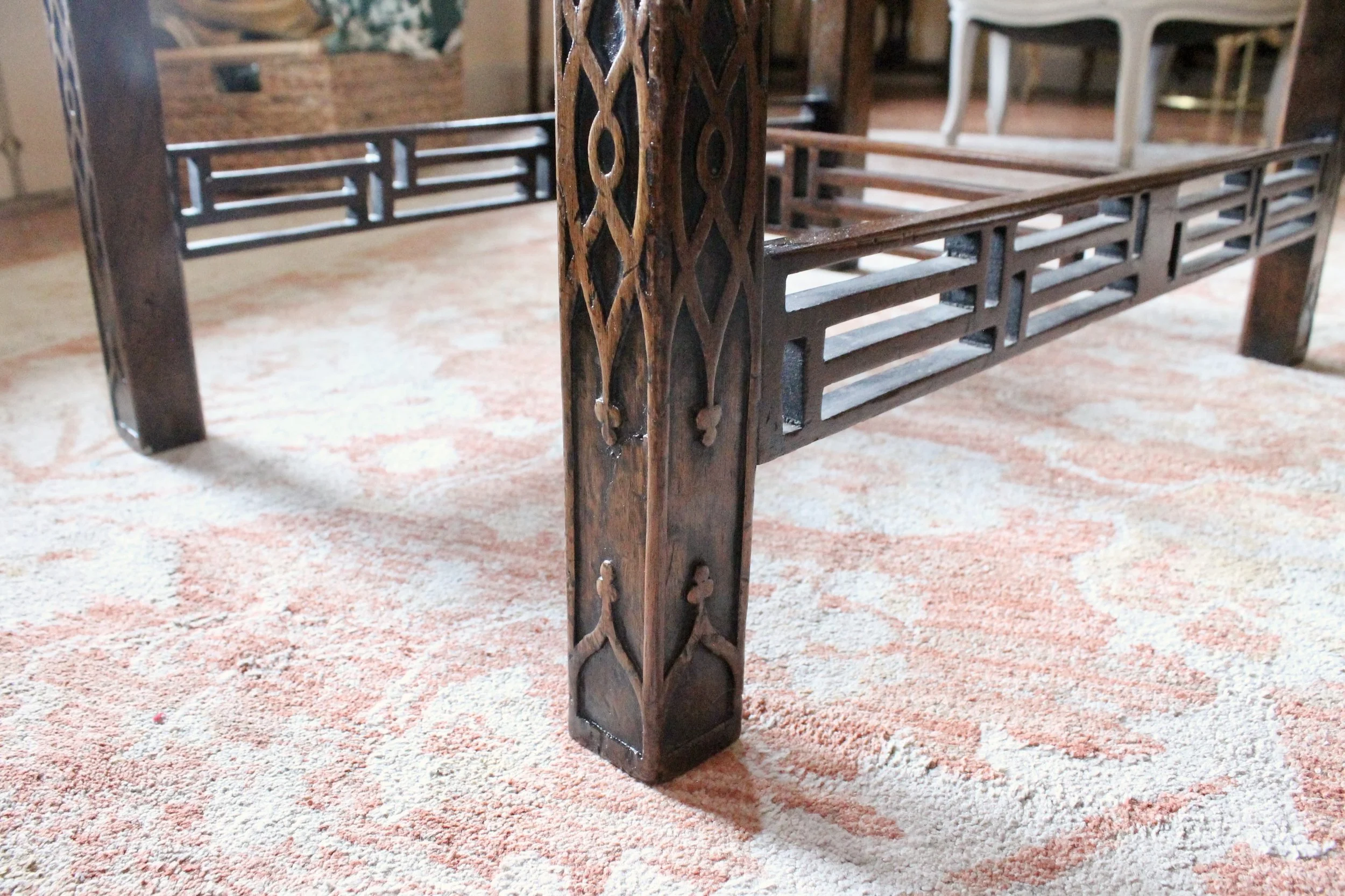 Pair of Georgian Period Chinese Chippendale Fretwork Benches