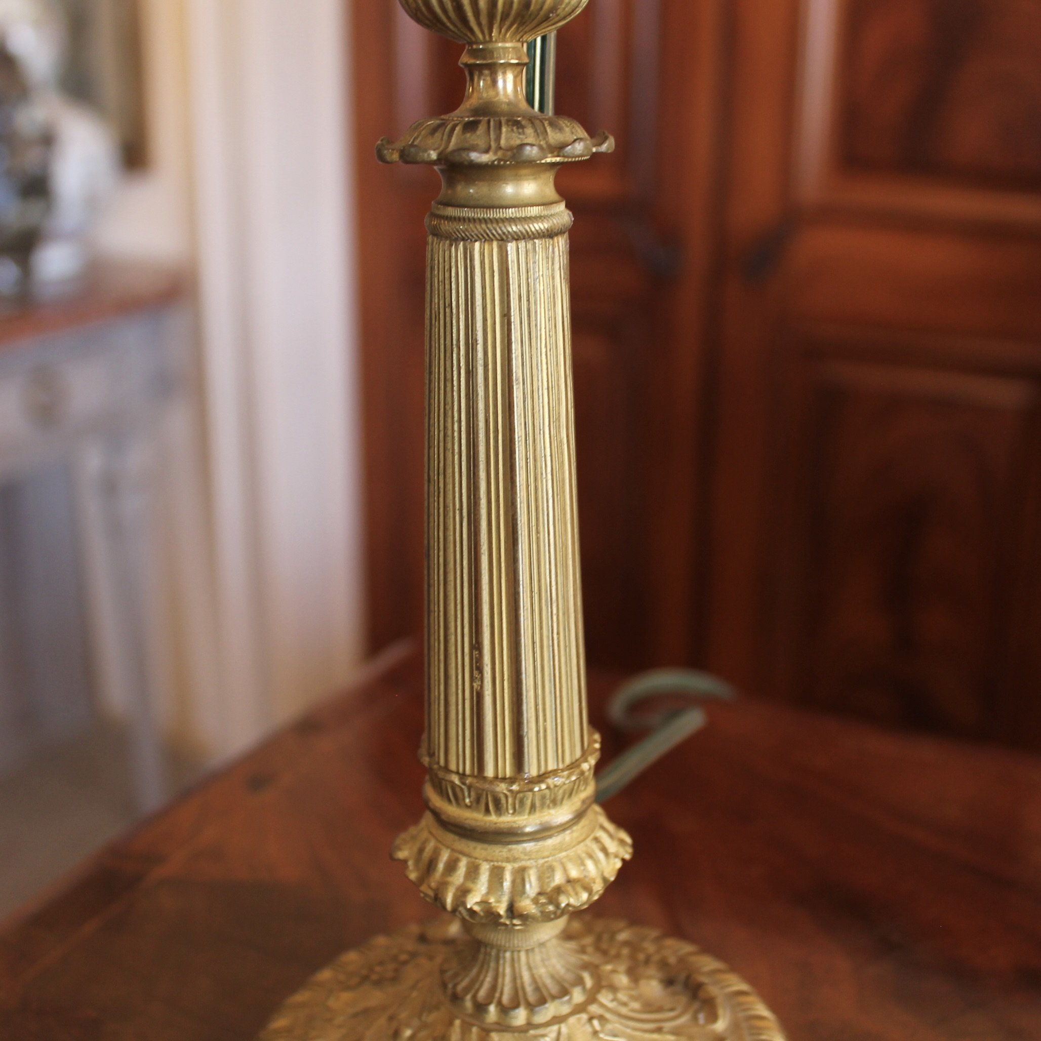 French Gilt Bronze Charles X / Empire Candlestick Lamps