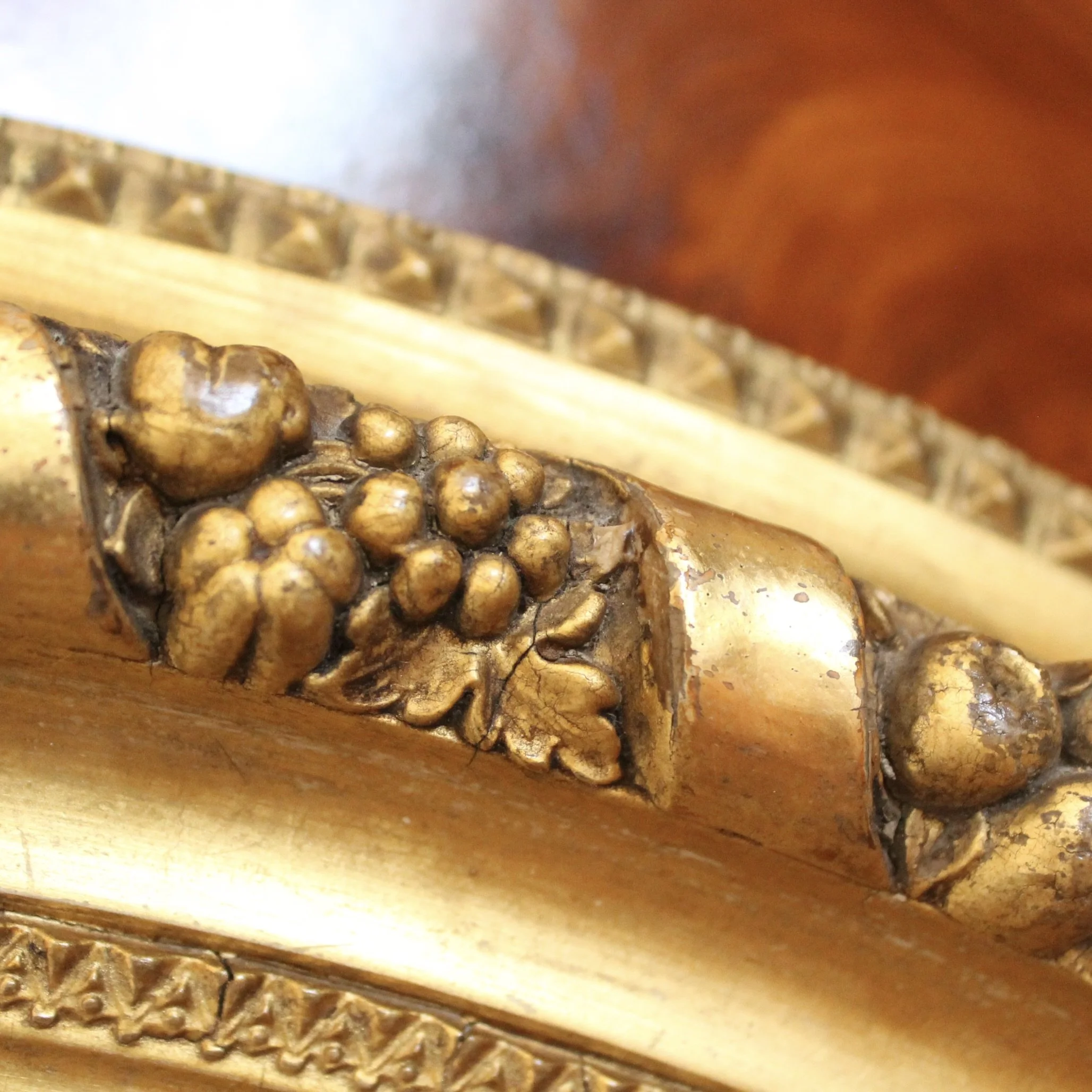 Oval Gilded Antique French Mirror