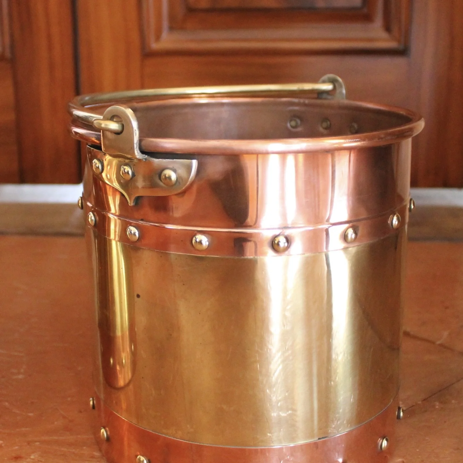 Pair of Small Copper and Brass Studded Buckets
