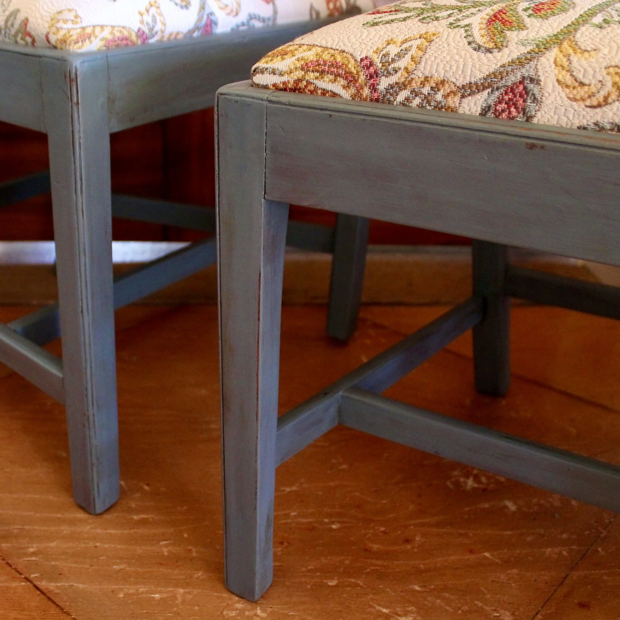 blue painted Georgian Rococo chairs