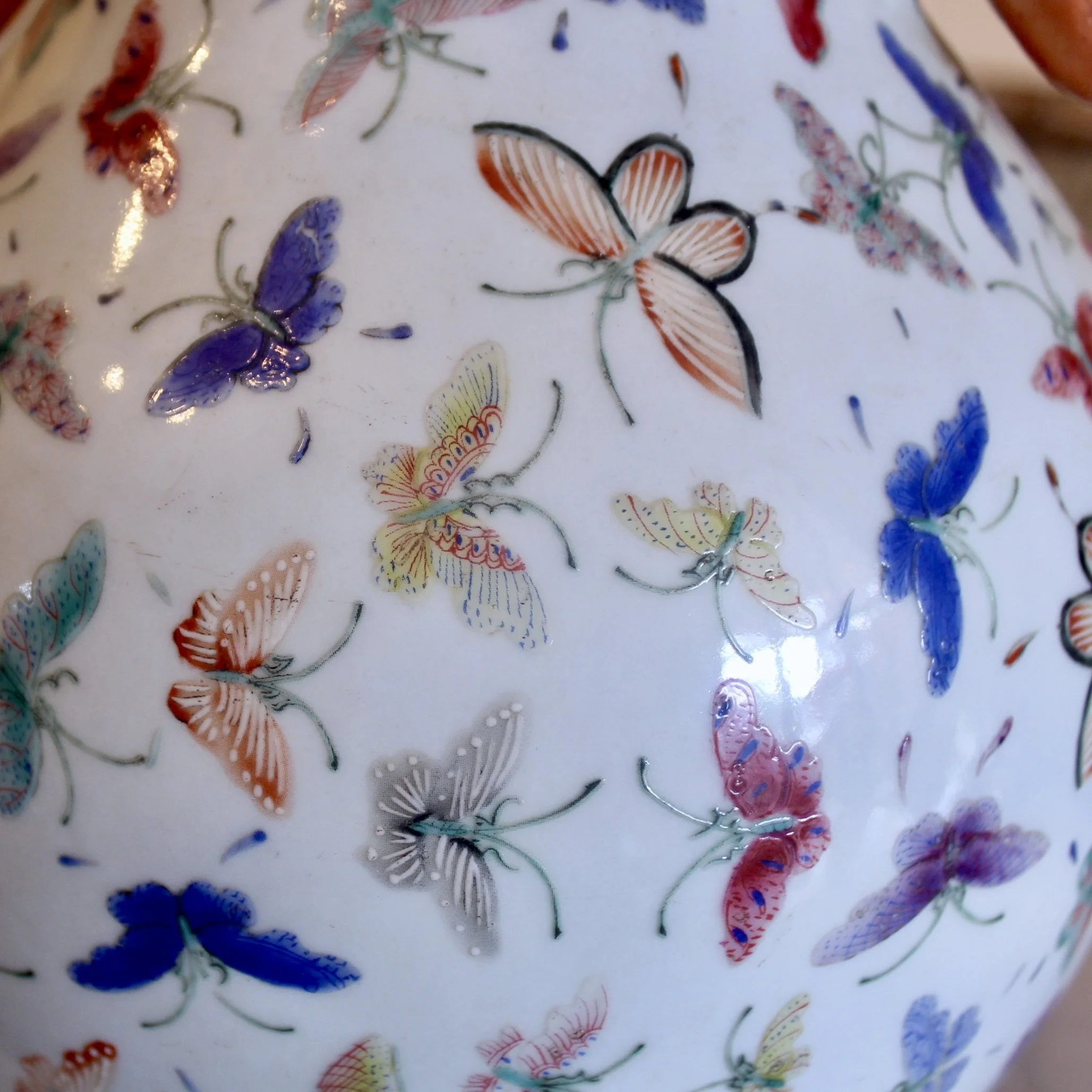 Pair of Large Chinese Thousand Butterfly Pattern Vases