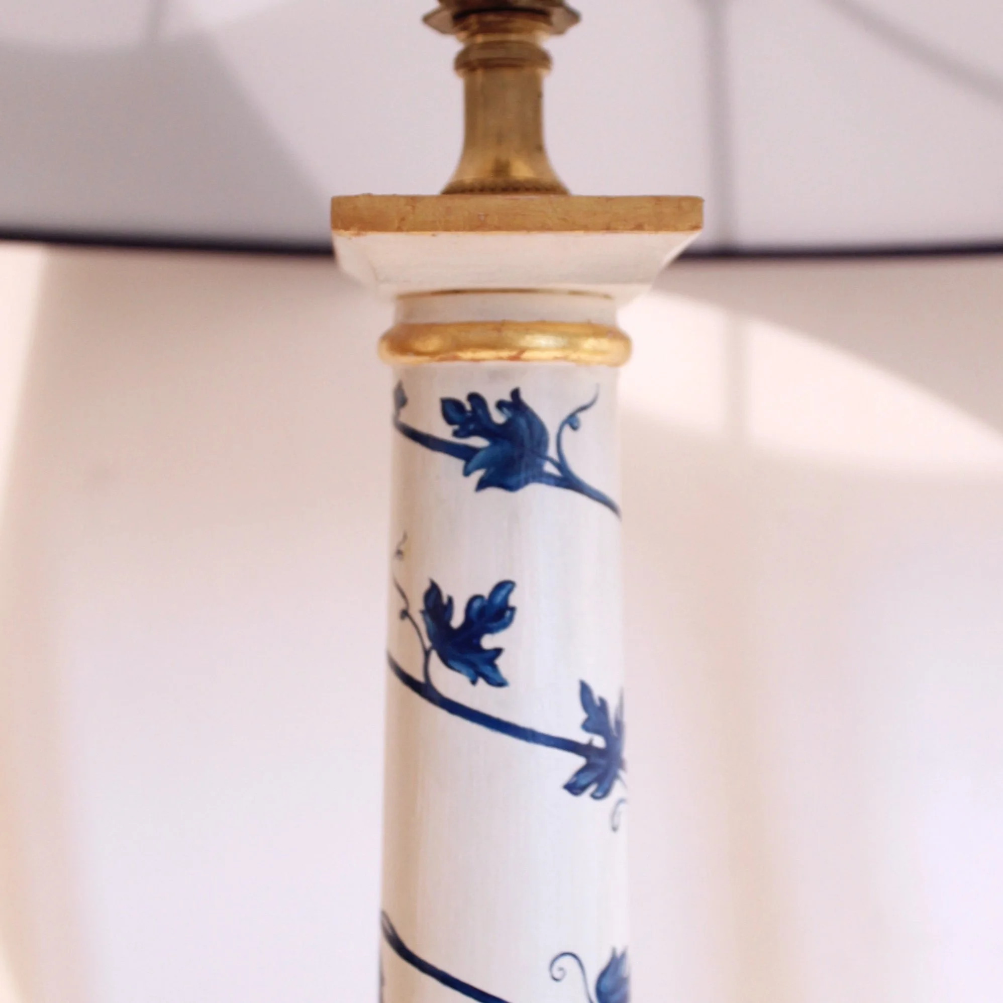 Pair Neoclassical Painted Gilt Lamps