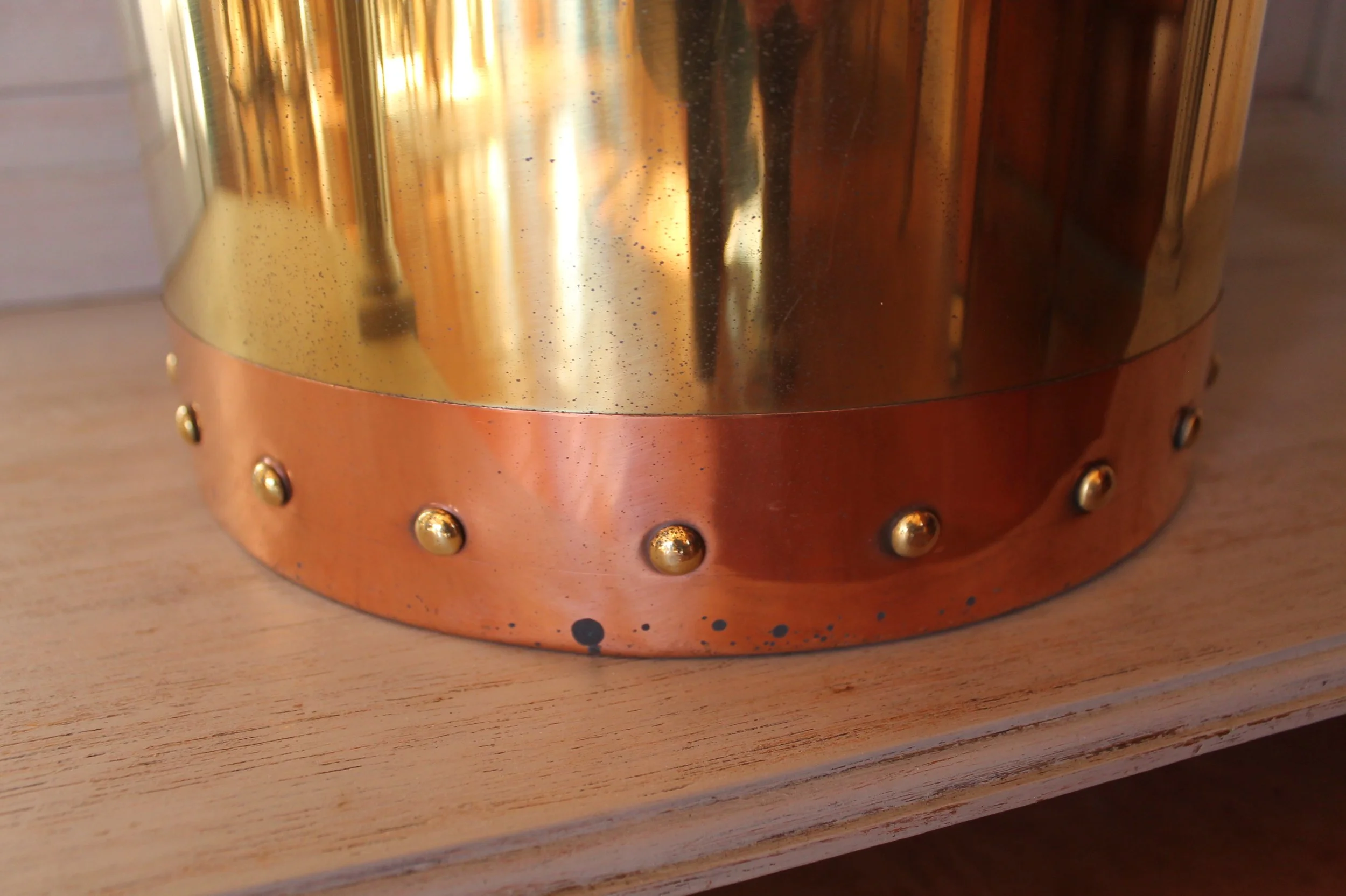 antique English copper fireplace bucket