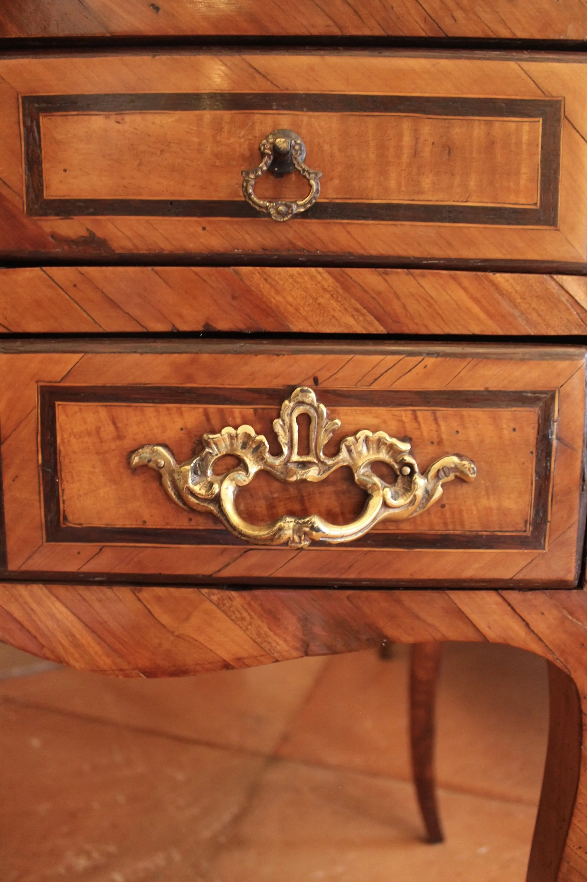 French Provincial Marquetry Slant Front Desk