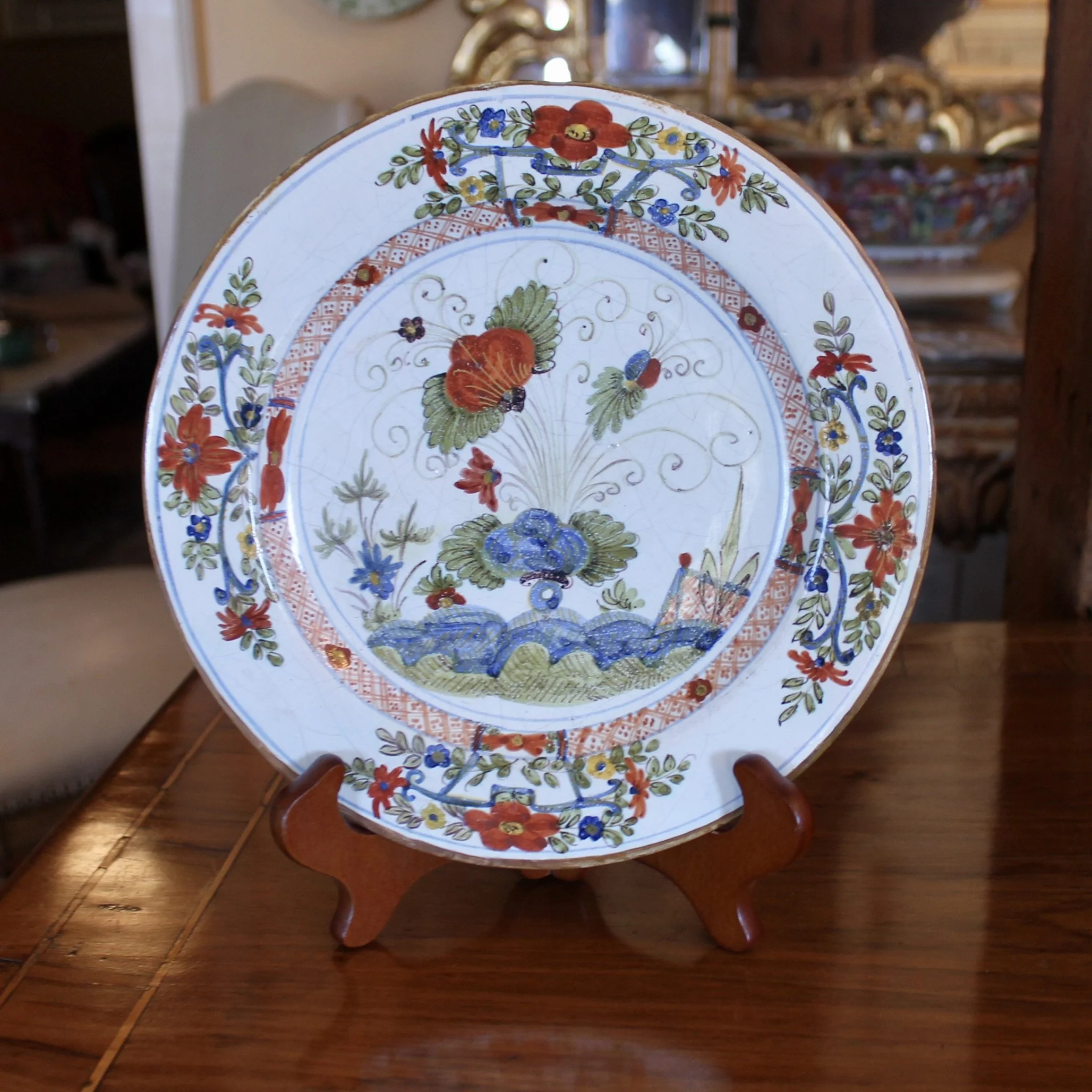 Pair of 18th Century Garofano Pattern Itlalian Faience Plates