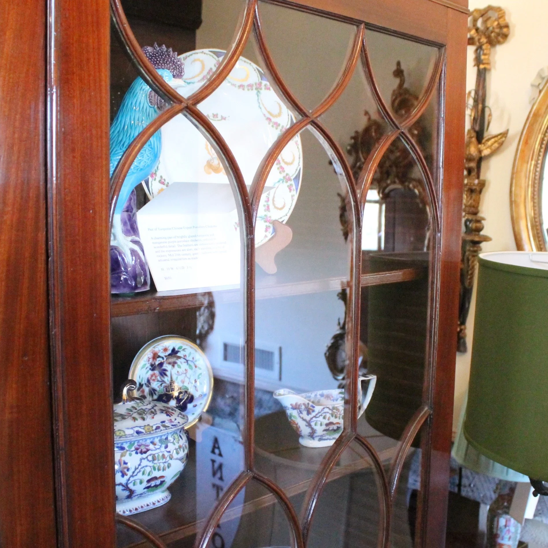 antique-Georgian-Figured-Mahogany-Glass-Front-Bookcase (5)-detail