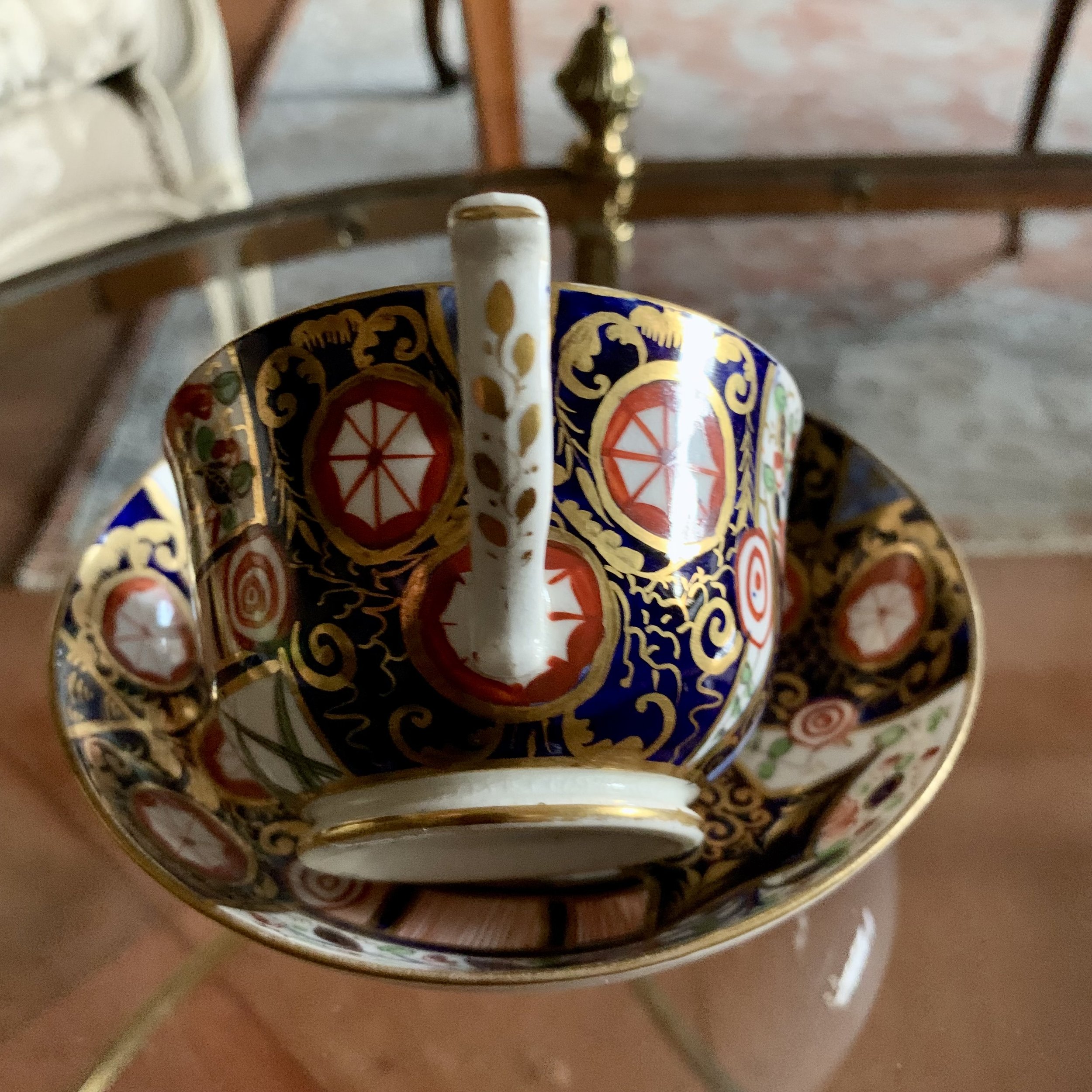 Derby Early 19th Century Gilt Imari Porcelain Cup and Saucer