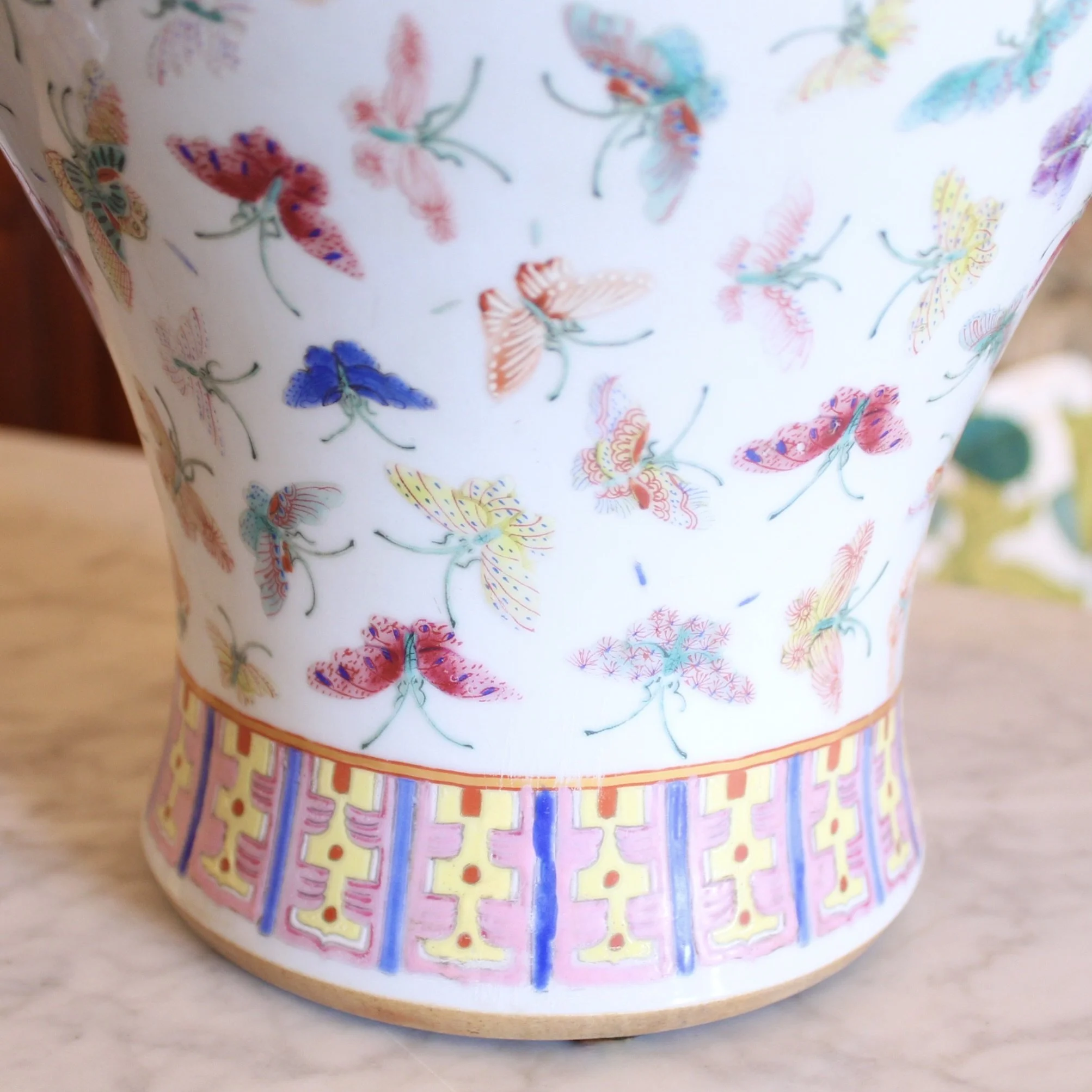 Pair of Large Chinese Thousand Butterfly Pattern Vases